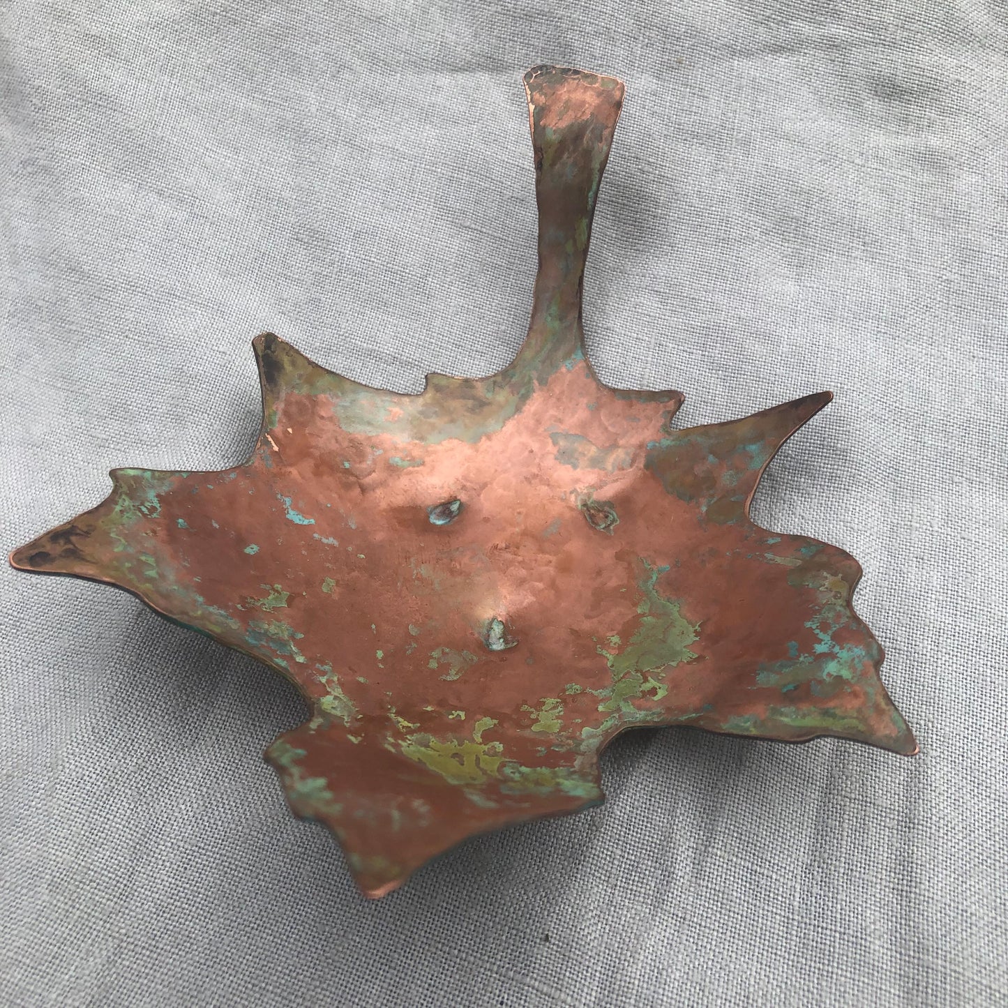 Maple leaf bowl in copper with verdigris patina