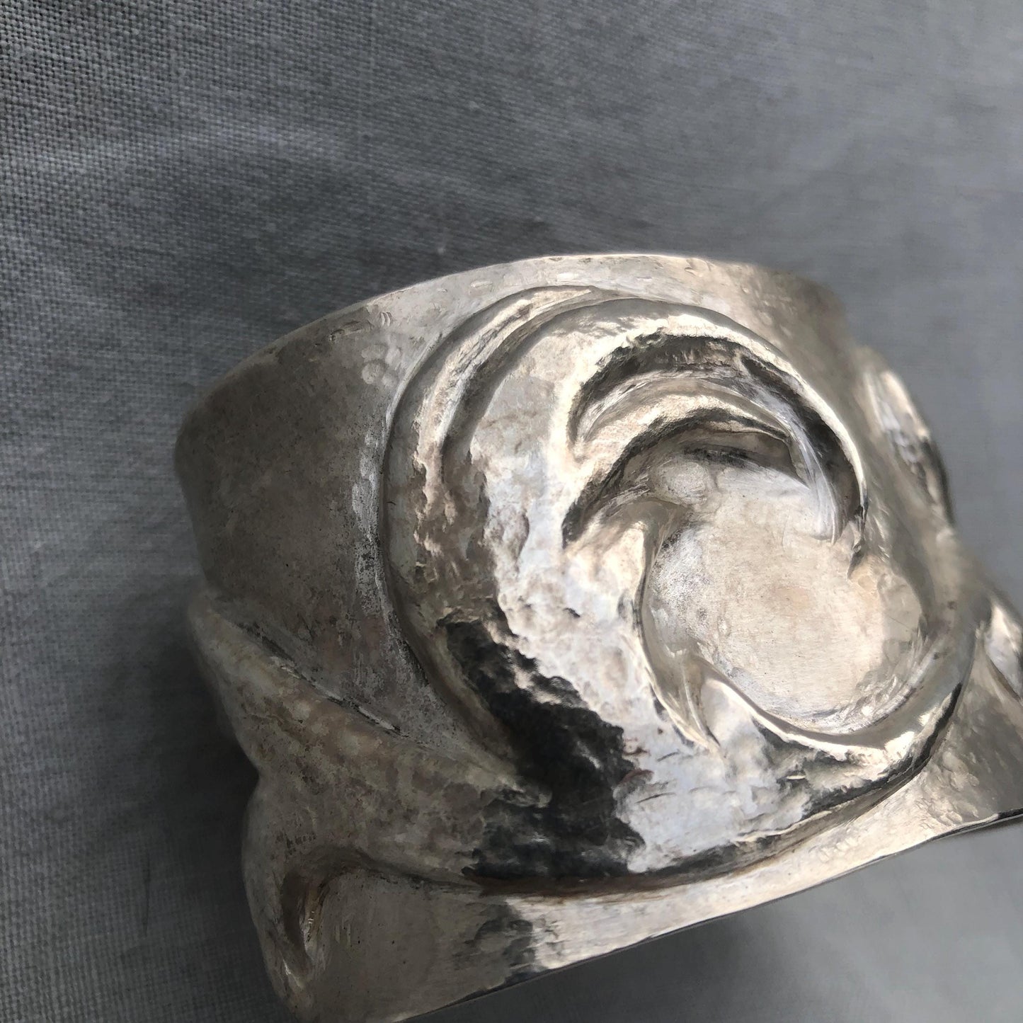 Statement cuff bracelet in argentium sterling silver no. 2