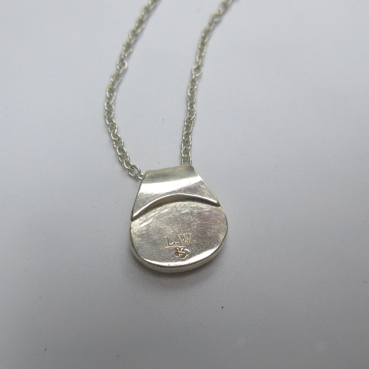 Dendritic agate pendant in argentium sterling silver // Tiny dendritic agate pendant no. 1
