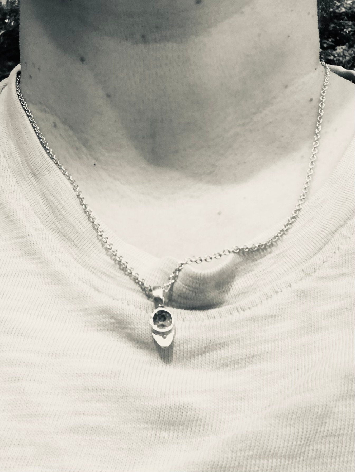 Natural earth-mined sapphire pendant with 24K gold dot in argentium sterling silver