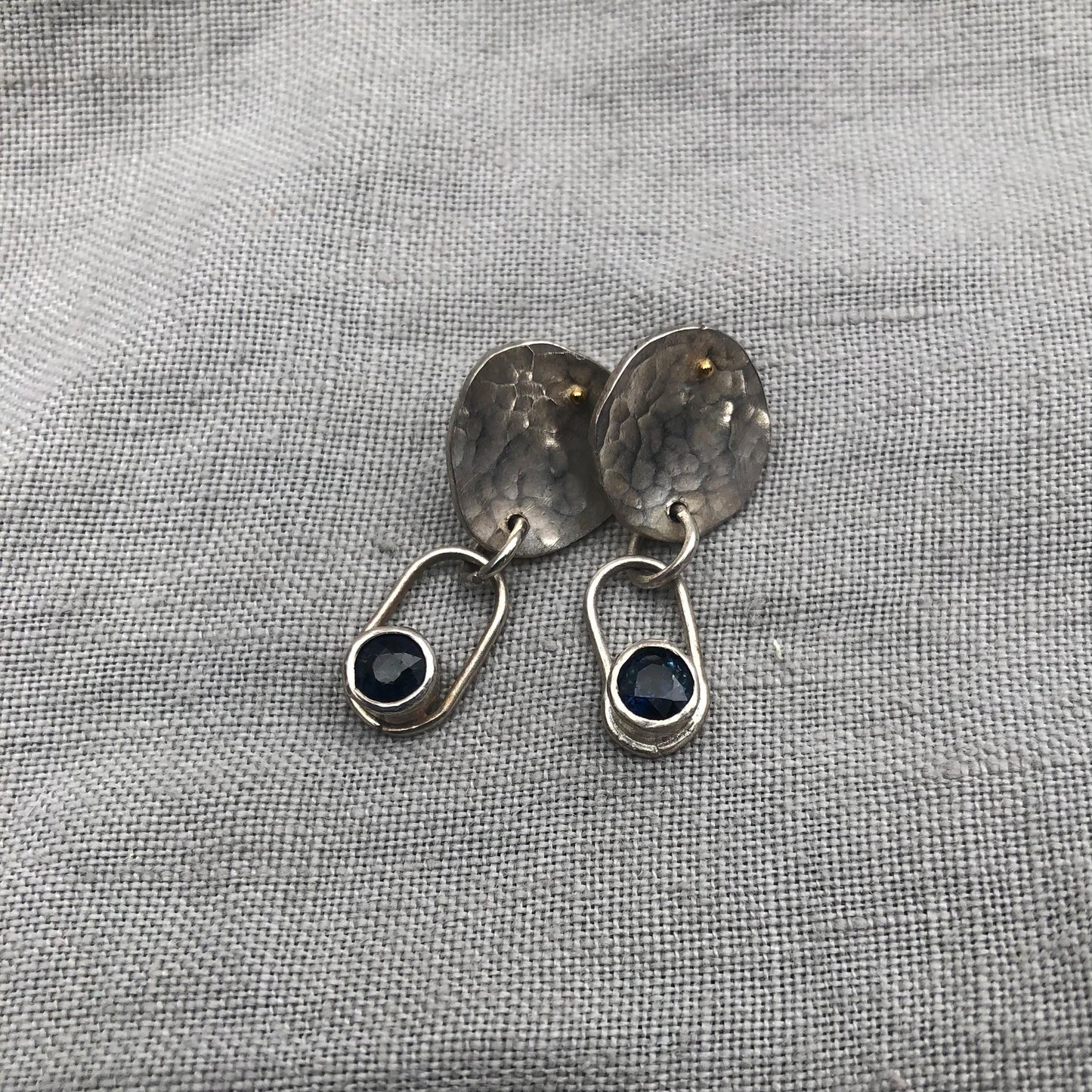 Mixed-metal sapphire statement earrings in argentium sterling silver and 24 karat gold