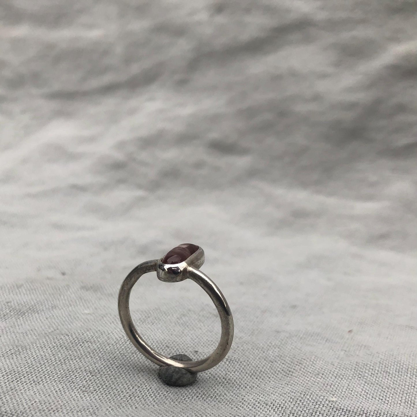 Pink tourmaline ring in argentium sterling silver // U.S. size 6 3/4 // North-south tourmaline ring