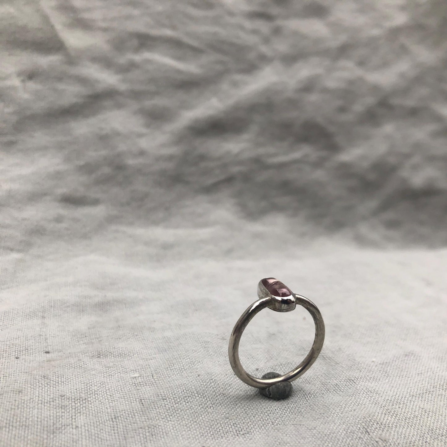 Pink tourmaline ring in argentium sterling silver // U.S. size 6 3/4 // North-south tourmaline ring