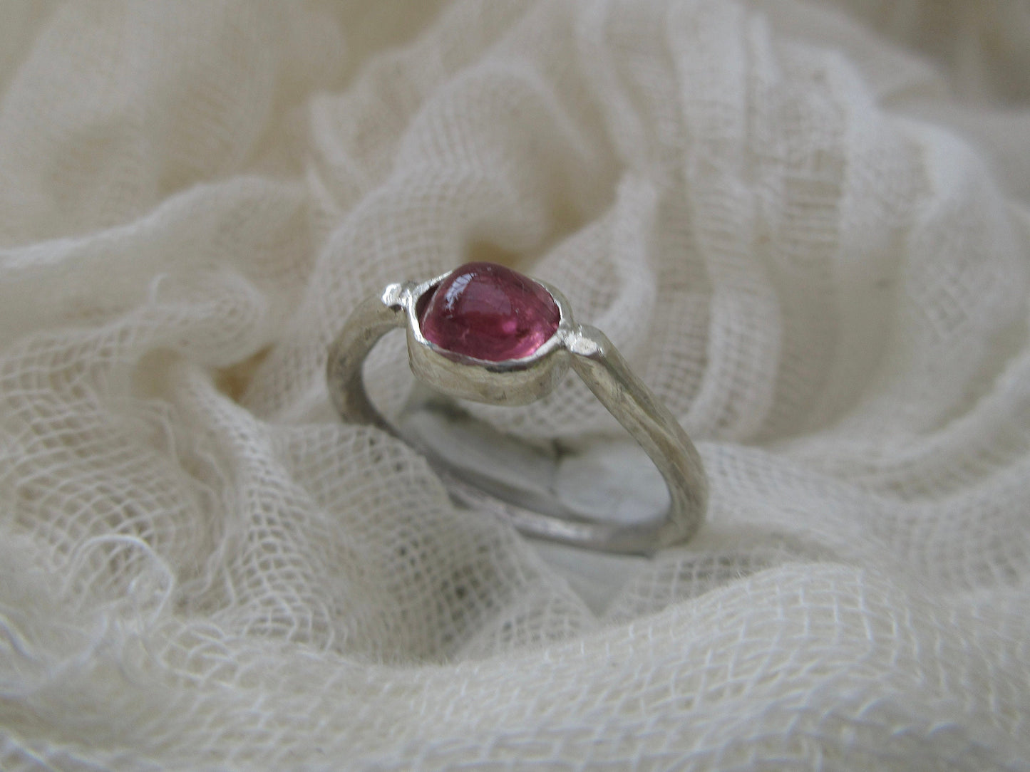 Pink tourmaline ring in argentium sterling silver // U.S. size 7