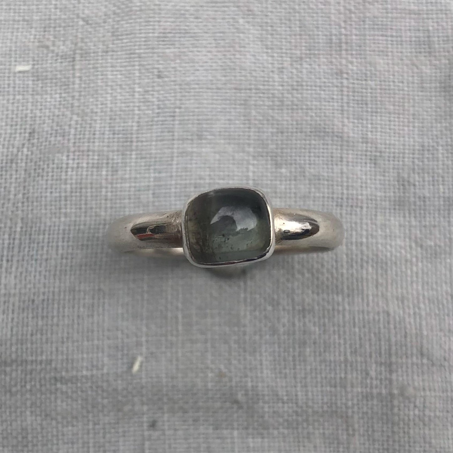 Dark gray tourmaline ring in argentium sterling silver // U.S. size 8 1/2