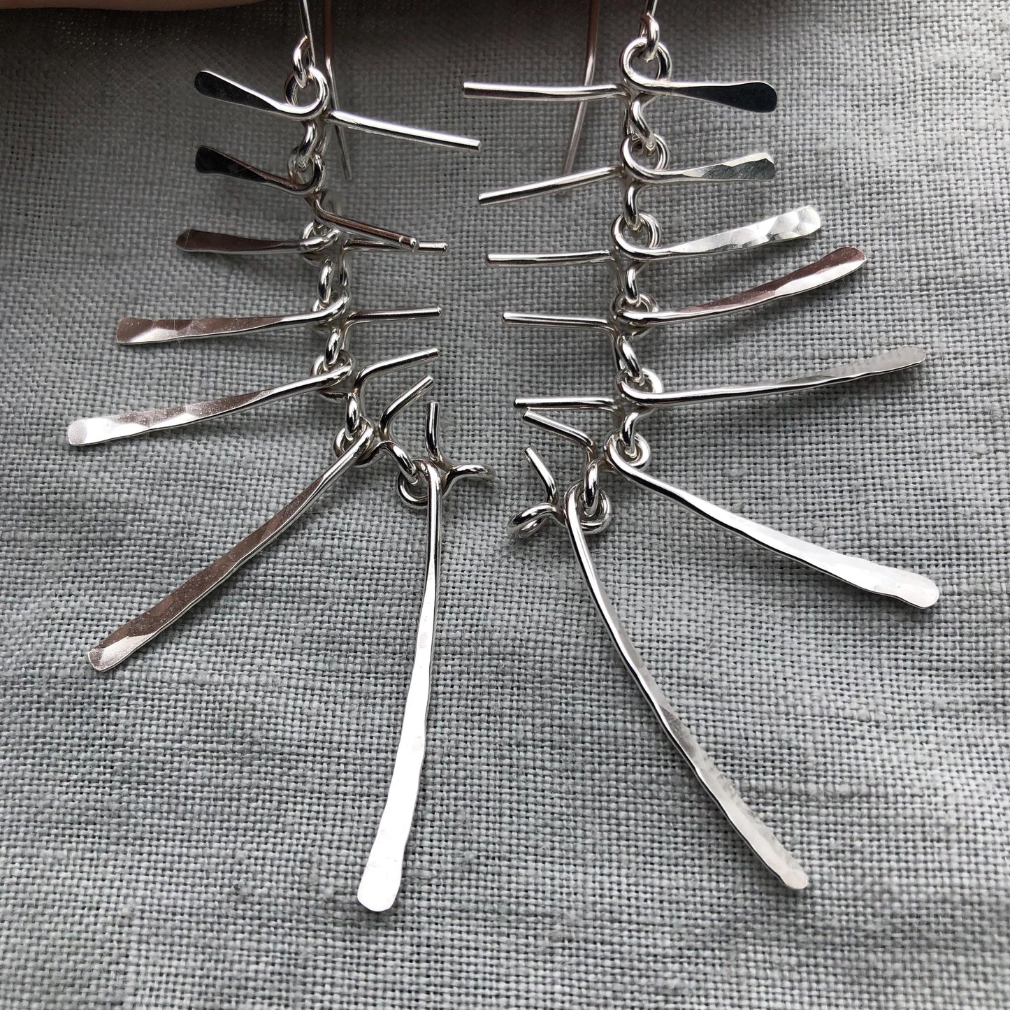 Kinetic statement earrings in argentium sterling silver // Extra-large Bare Bones Earrings