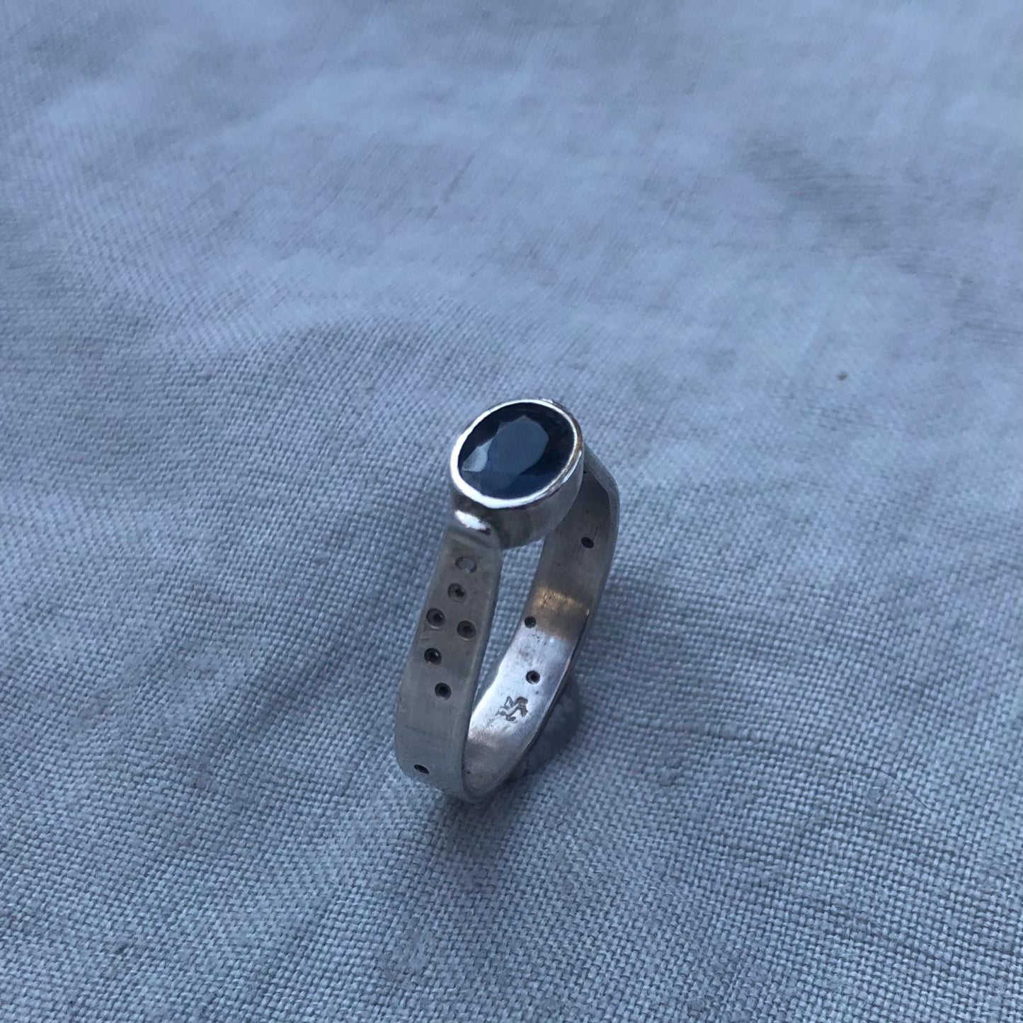 Natural earth-mined sapphire ring in argentium sterling silver // U.S. size 8 1/2 // September birthstone ring // Alternative engagement