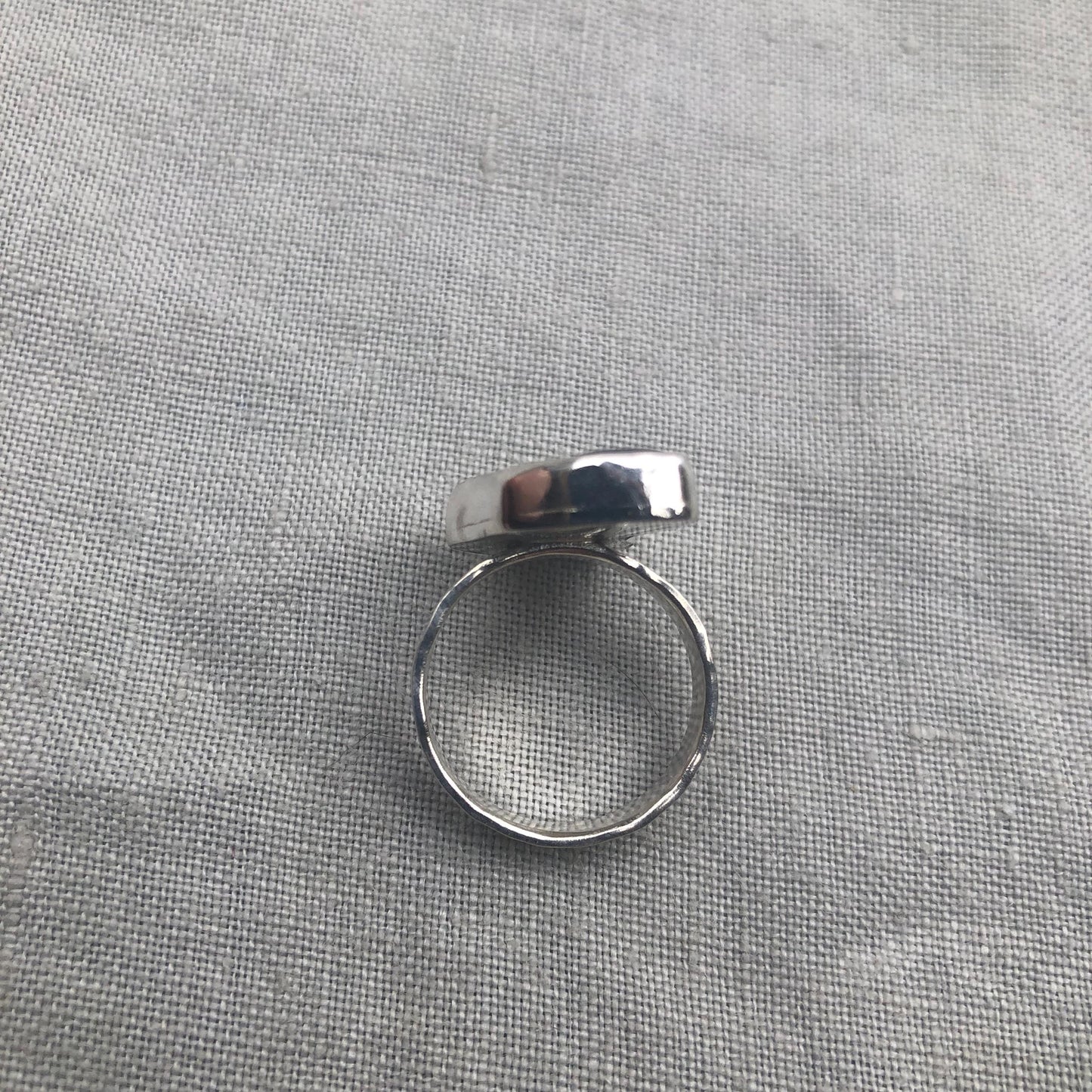 Freeform blue sea glass ring in argentium sterling silver // Bean-shaped found beach glass ring // U.S. size 5