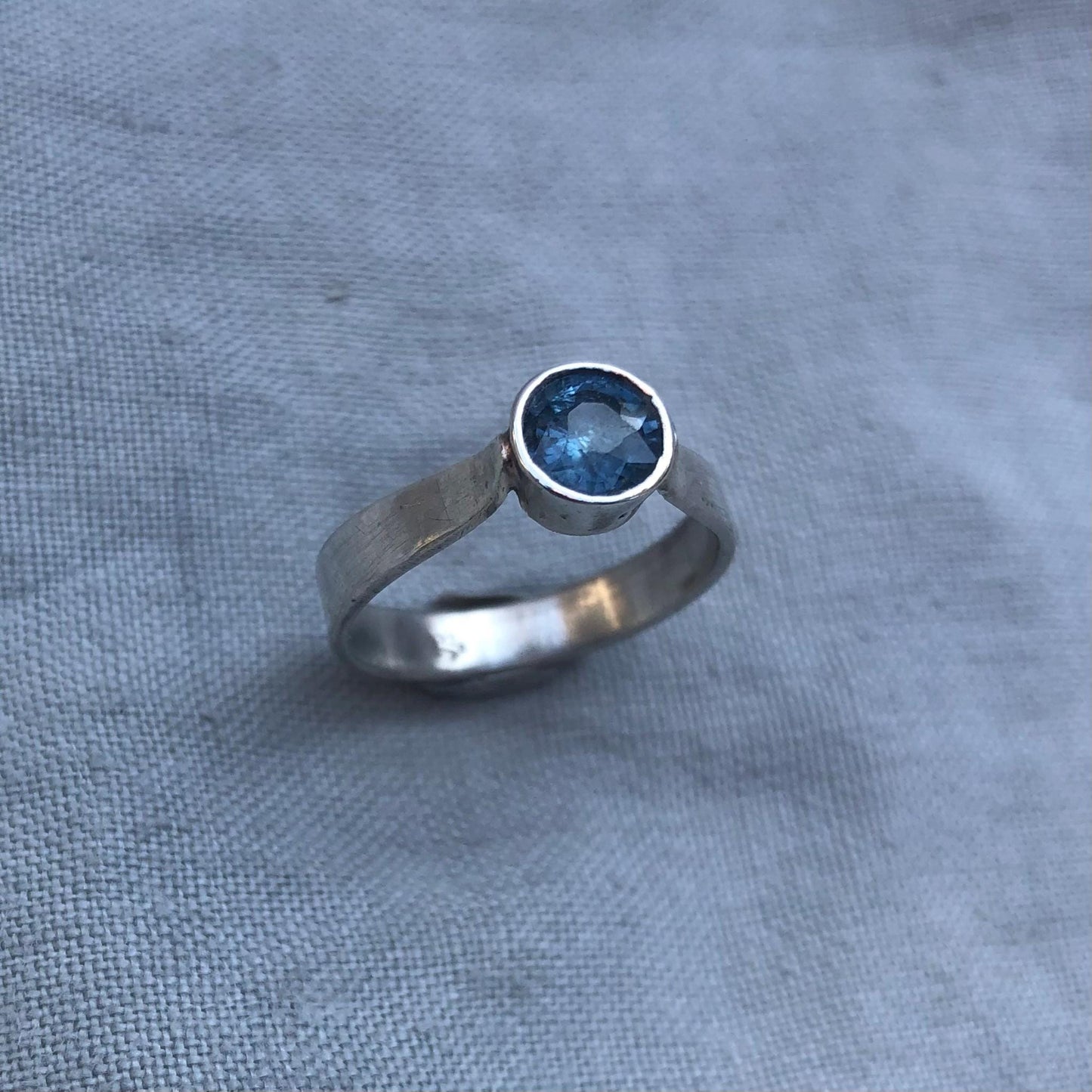 Natural earth-mined sapphire ring in argentium sterling silver // U.S. size 7 3/4 // Alternative engagement // September birthstone ring