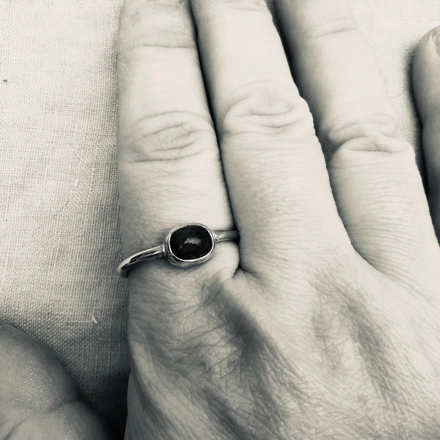 Green tourmaline ring in argentium sterling silver // U.S. size 12 // October birthstone ring