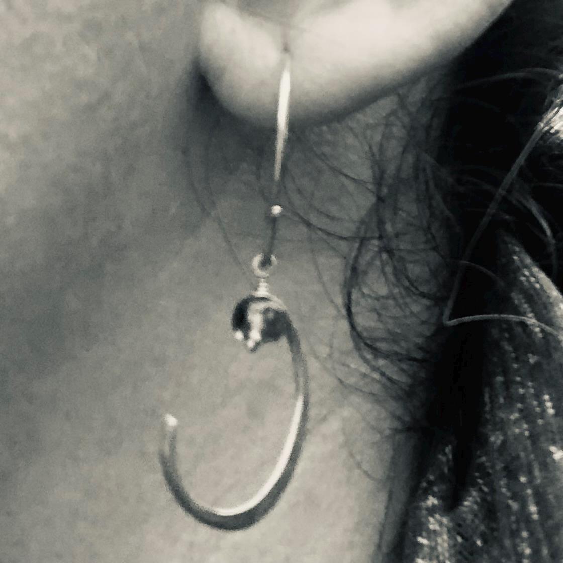 Tanzanite dangle earrings in argentium sterling silver // New moon earrings