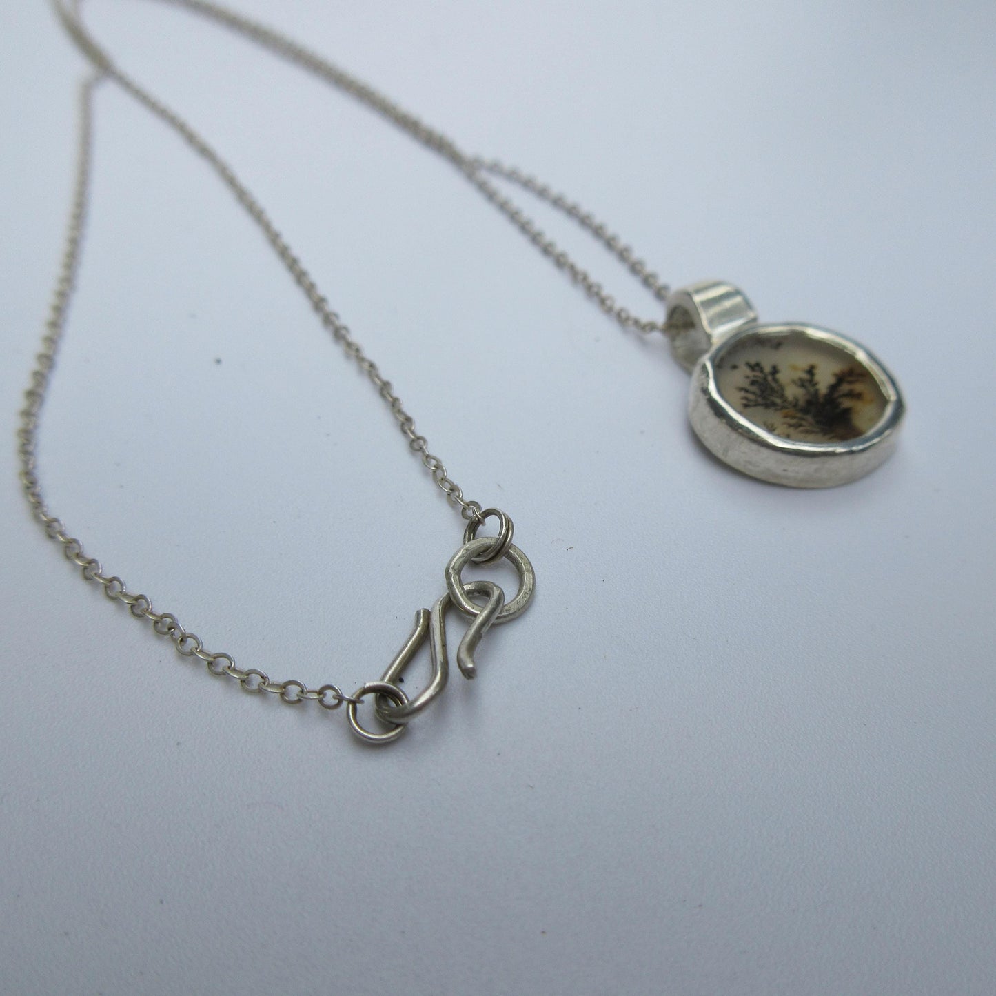 Dendritic agate pendant in argentium sterling silver // Tiny dendritic agate pendant no. 2