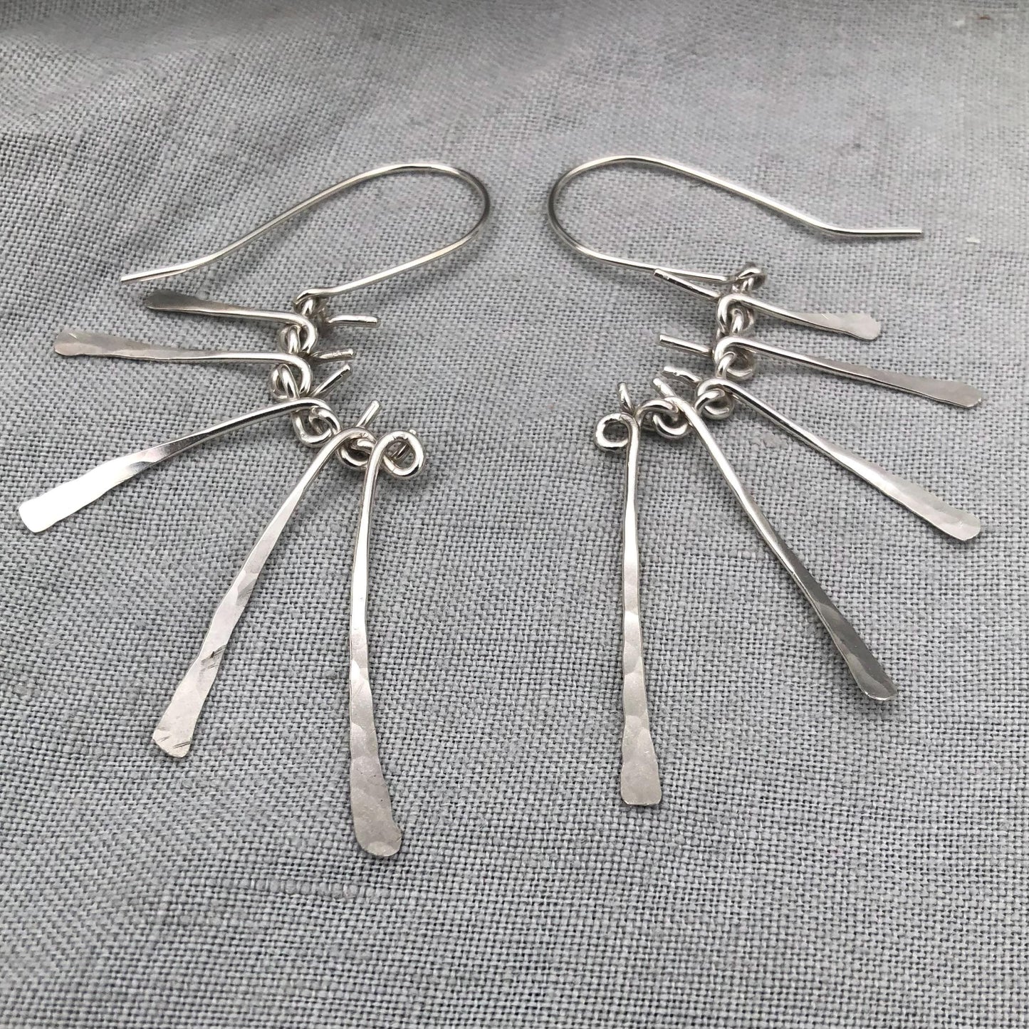 Kinetic sculptural earrings in argentium sterling silver // Bare Bones Earrings