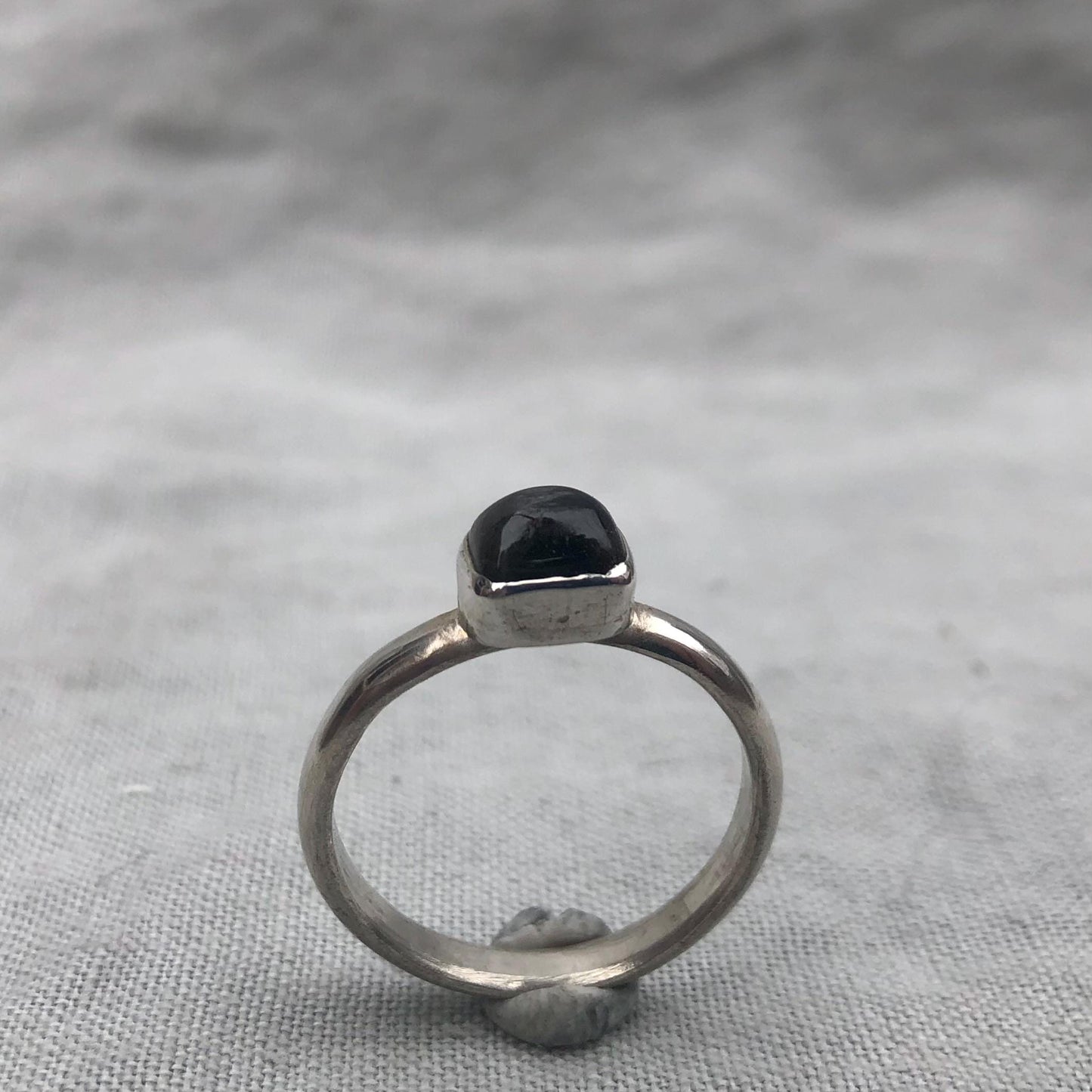 Dark gray tourmaline ring in argentium sterling silver // U.S. size 8 1/2