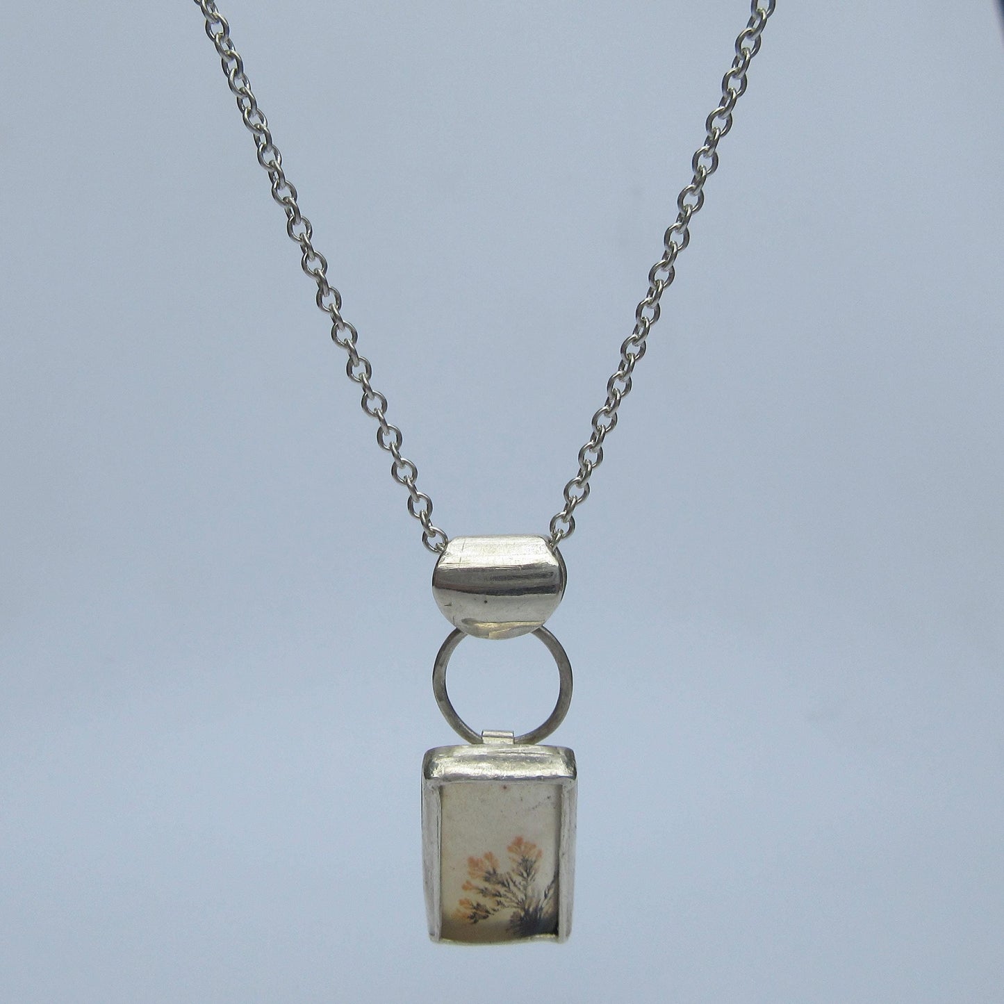Dendritic agate pendant in argentium sterling silver // "Disappearing" dendritic agate pendant