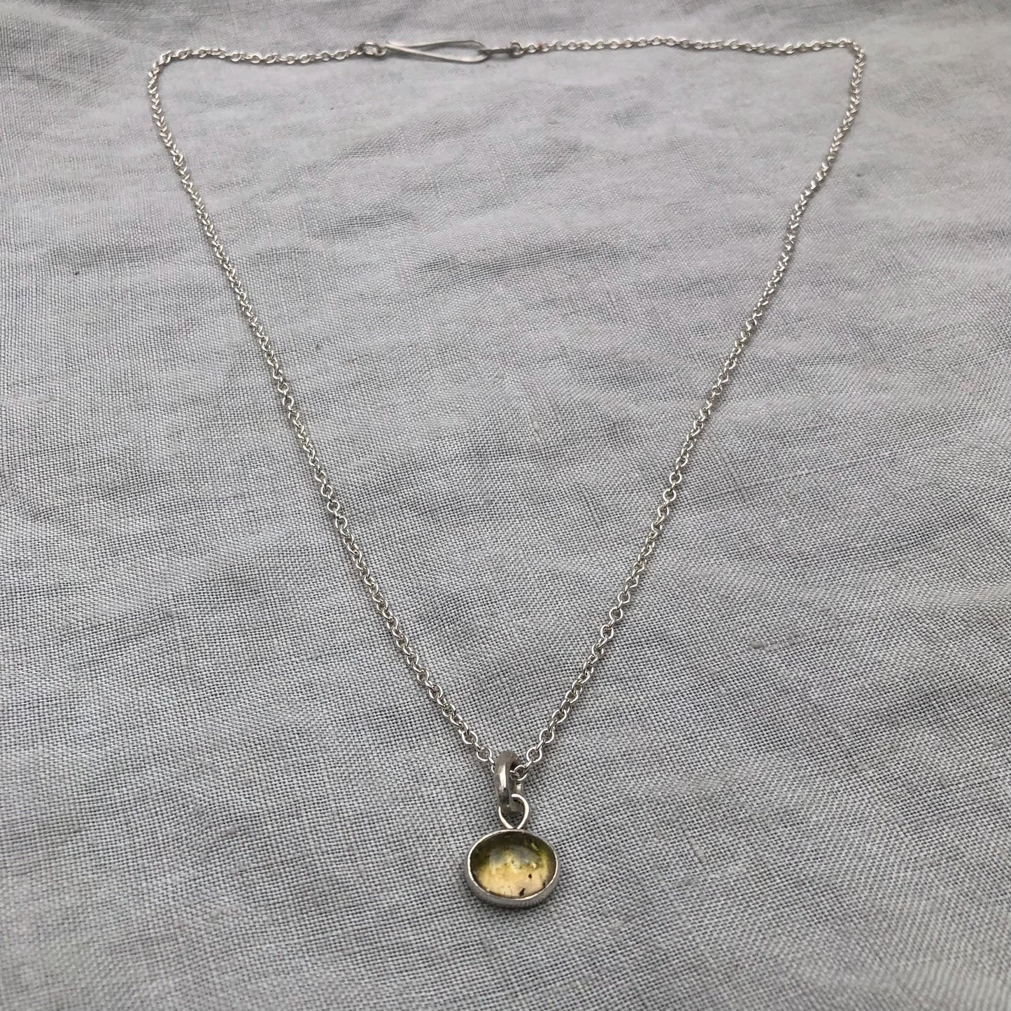 Watermelon tourmaline pendant in argentium sterling silver
