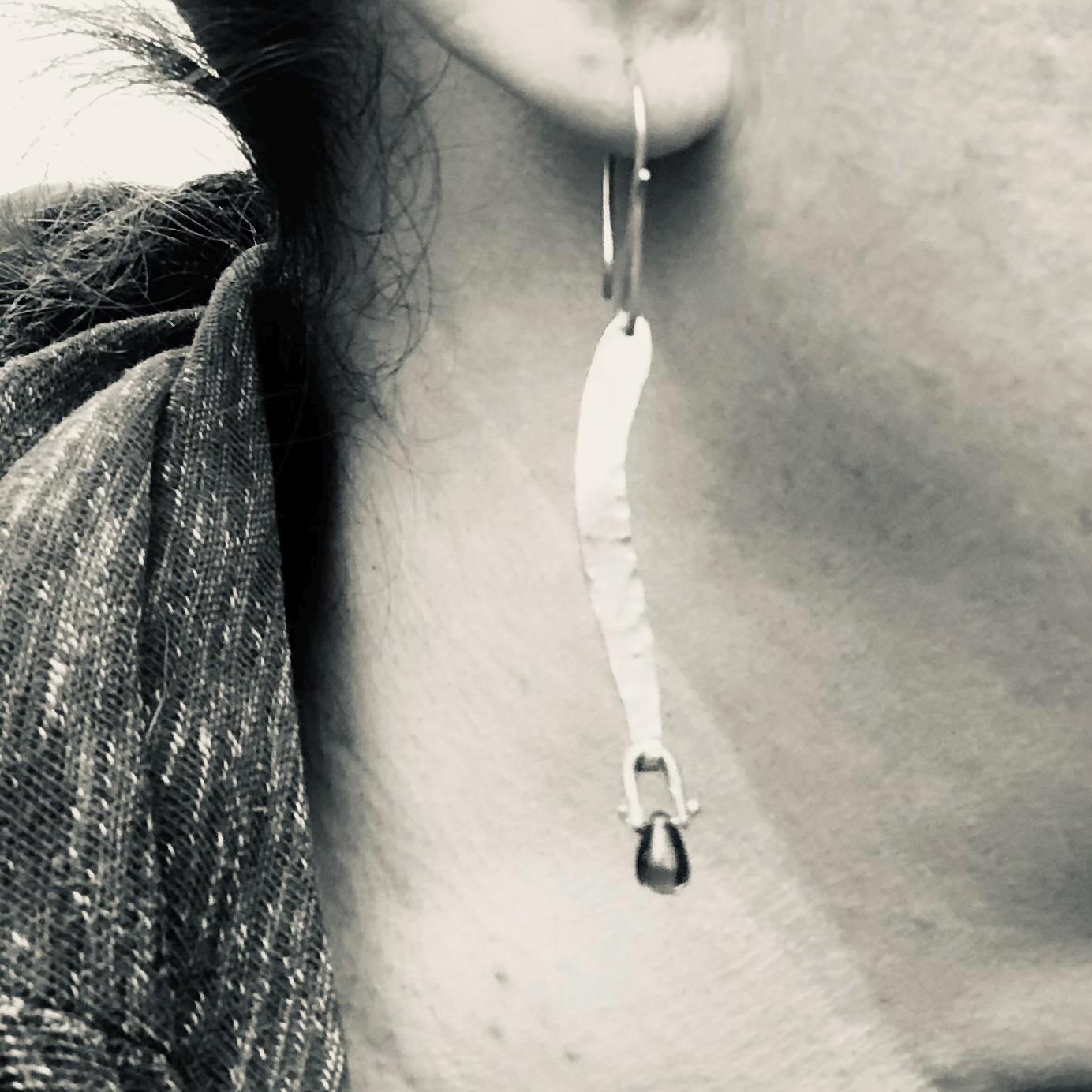 Garnet statement earrings in argentium sterling silver // Rhodolite garnet earrings