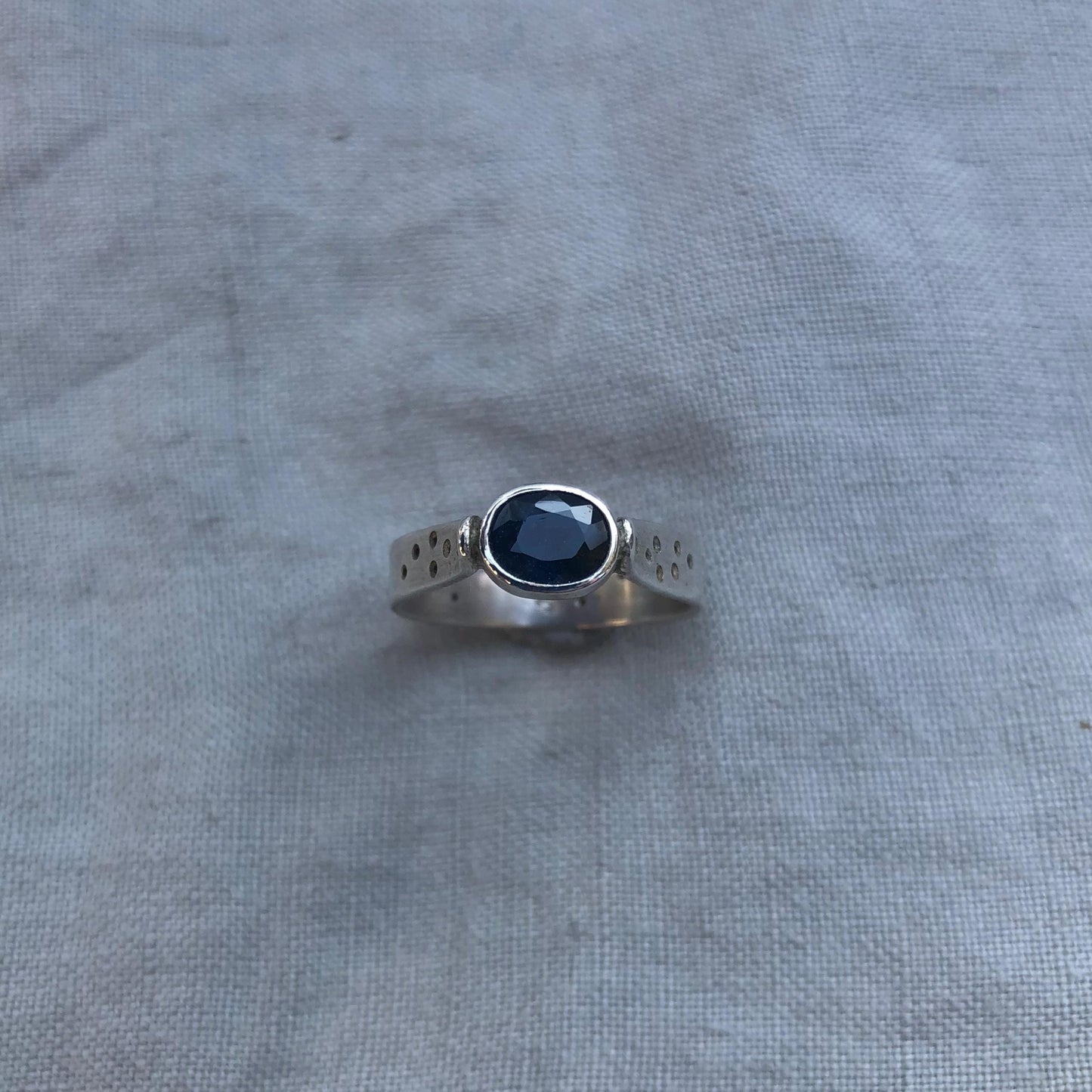 Natural earth-mined sapphire ring in argentium sterling silver // U.S. size 8 1/2 // September birthstone ring // Alternative engagement