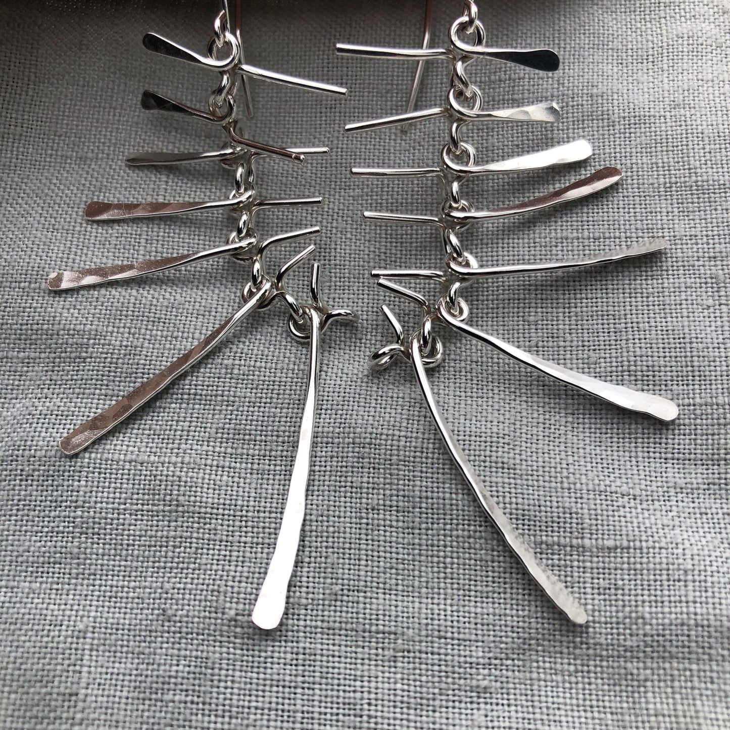 Kinetic statement earrings in argentium sterling silver // Extra-large Bare Bones Earrings