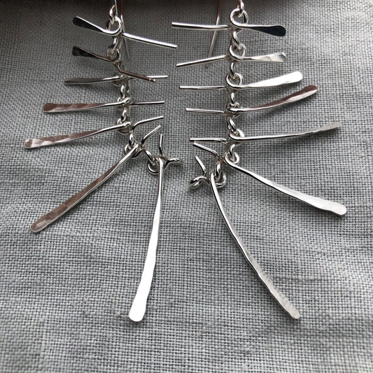 Kinetic statement earrings in argentium sterling silver // Extra-large Bare Bones Earrings