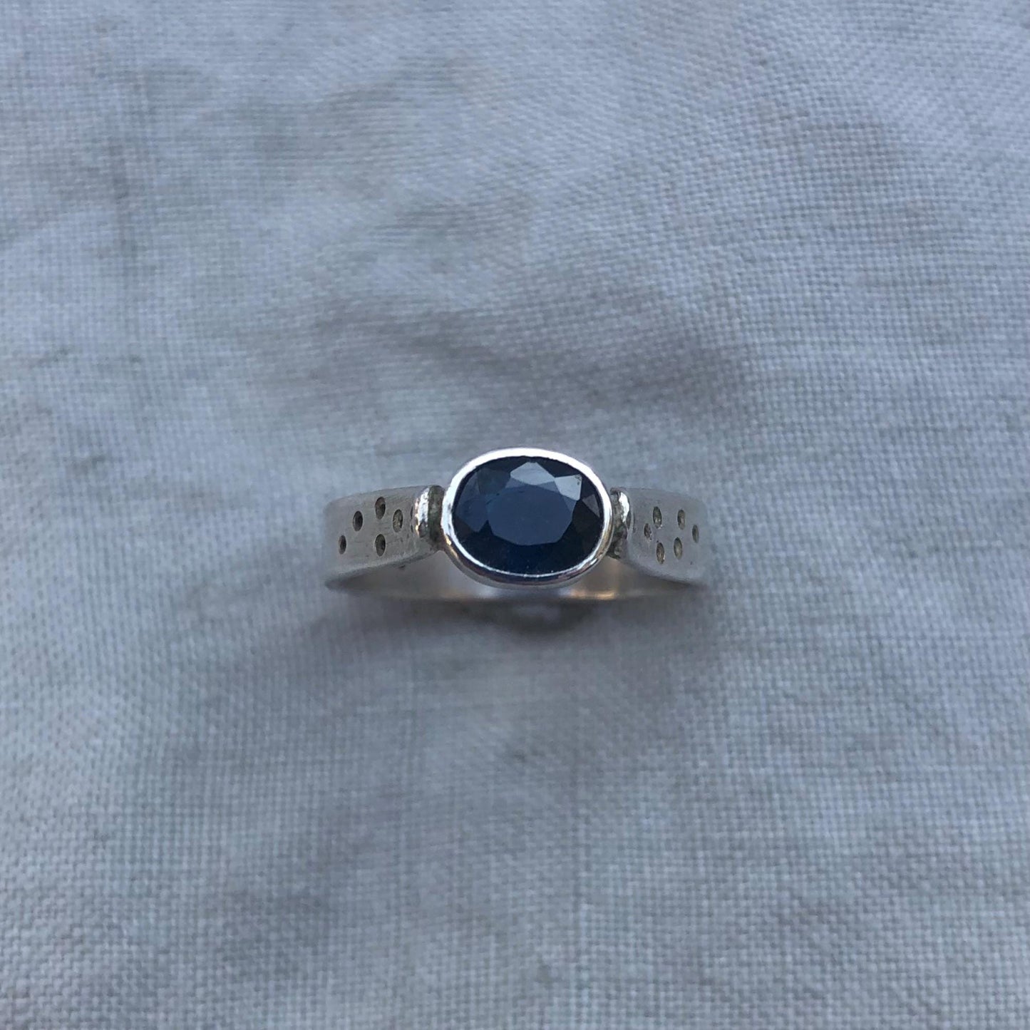 Natural earth-mined sapphire ring in argentium sterling silver // U.S. size 8 1/2 // September birthstone ring // Alternative engagement