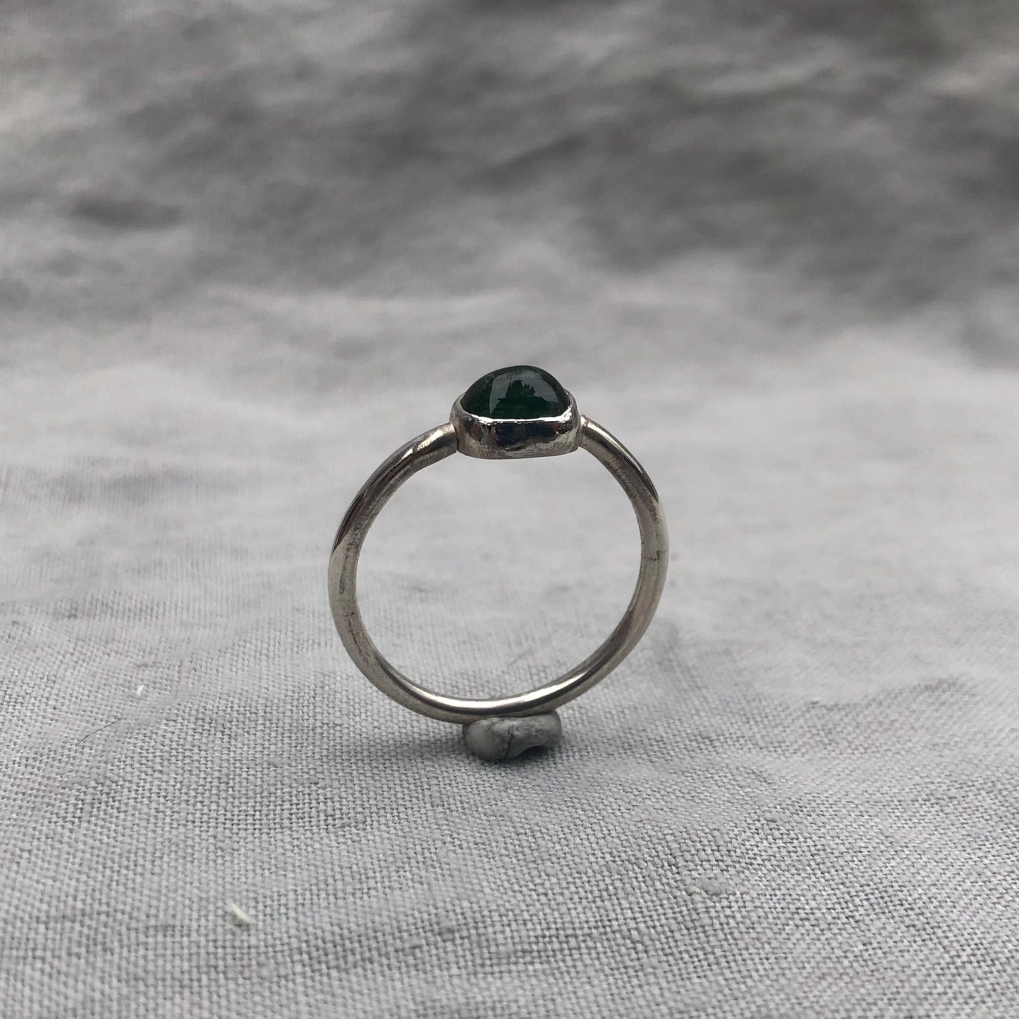 Green tourmaline ring in argentium sterling silver // U.S. size 12 // October birthstone ring