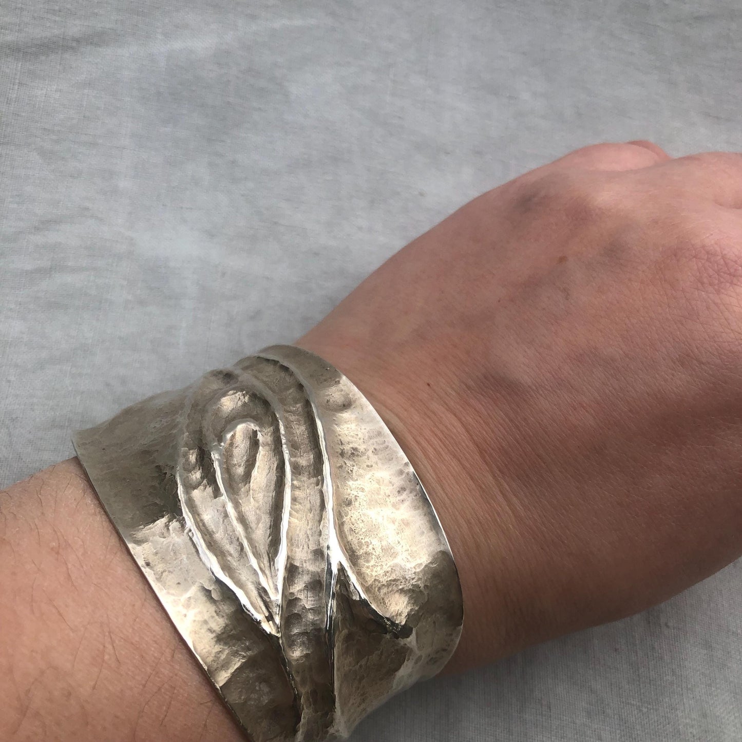 Statement cuff bracelet in argentium sterling silver no. 1