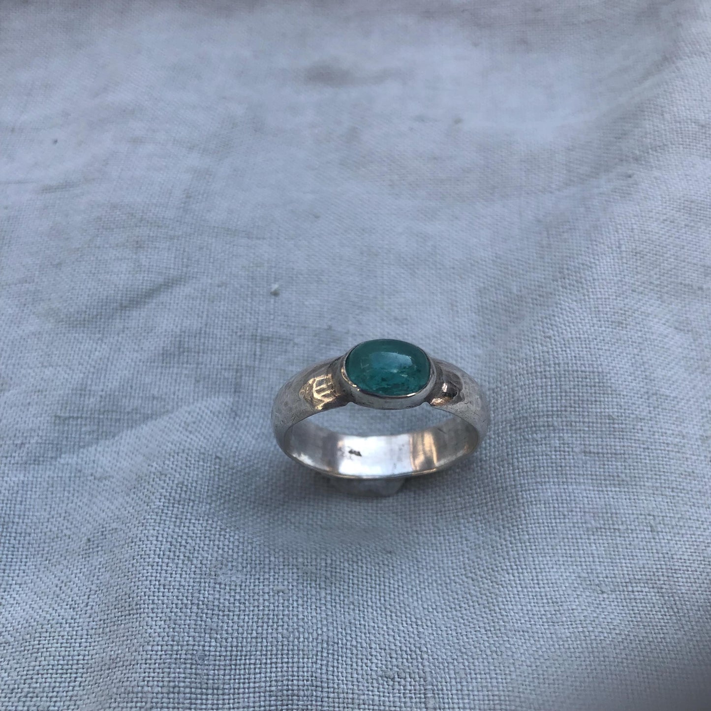 Paraiba blue tourmaline ring in argentium sterling silver, U.S. size 11