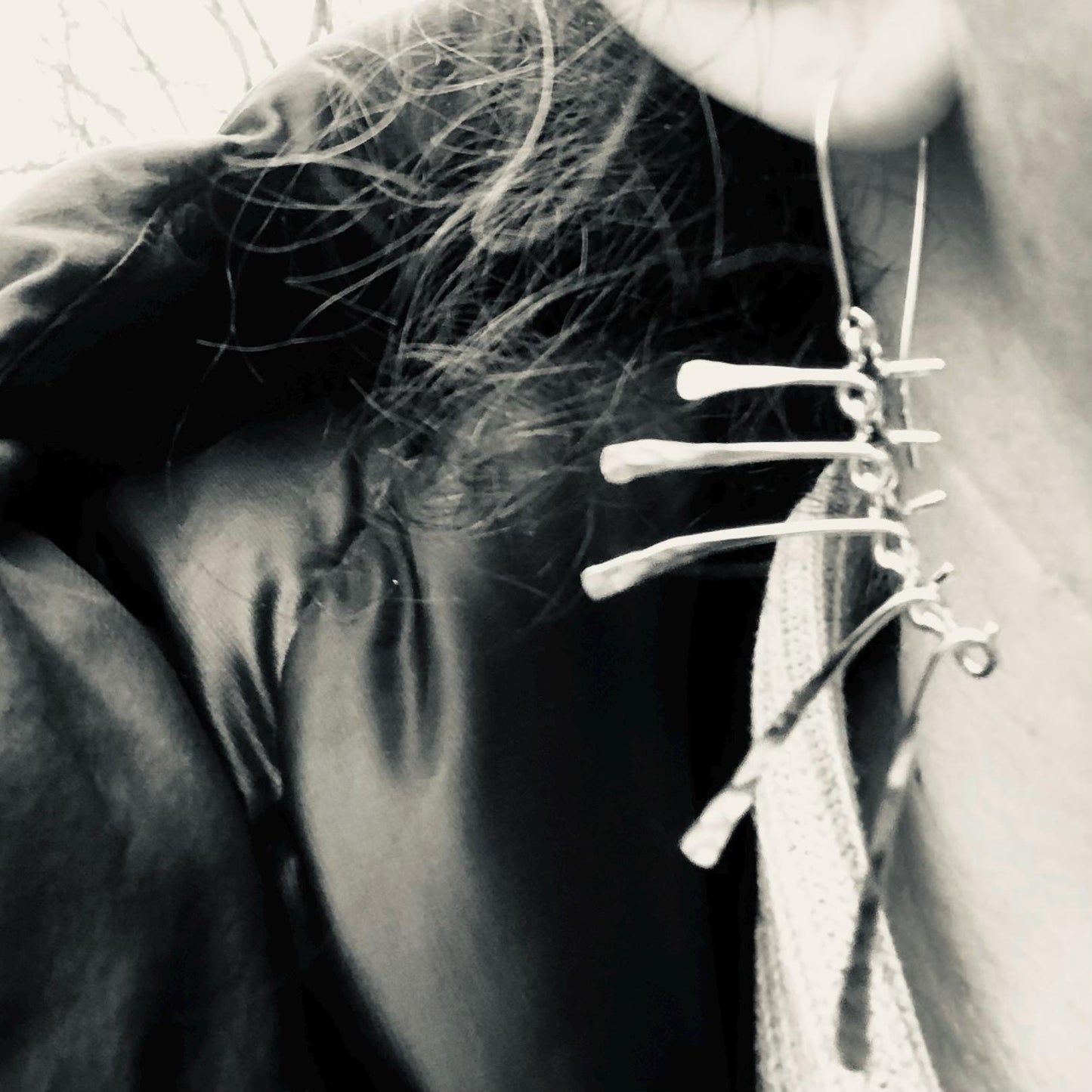 Kinetic sculptural earrings in argentium sterling silver // Bare Bones Earrings