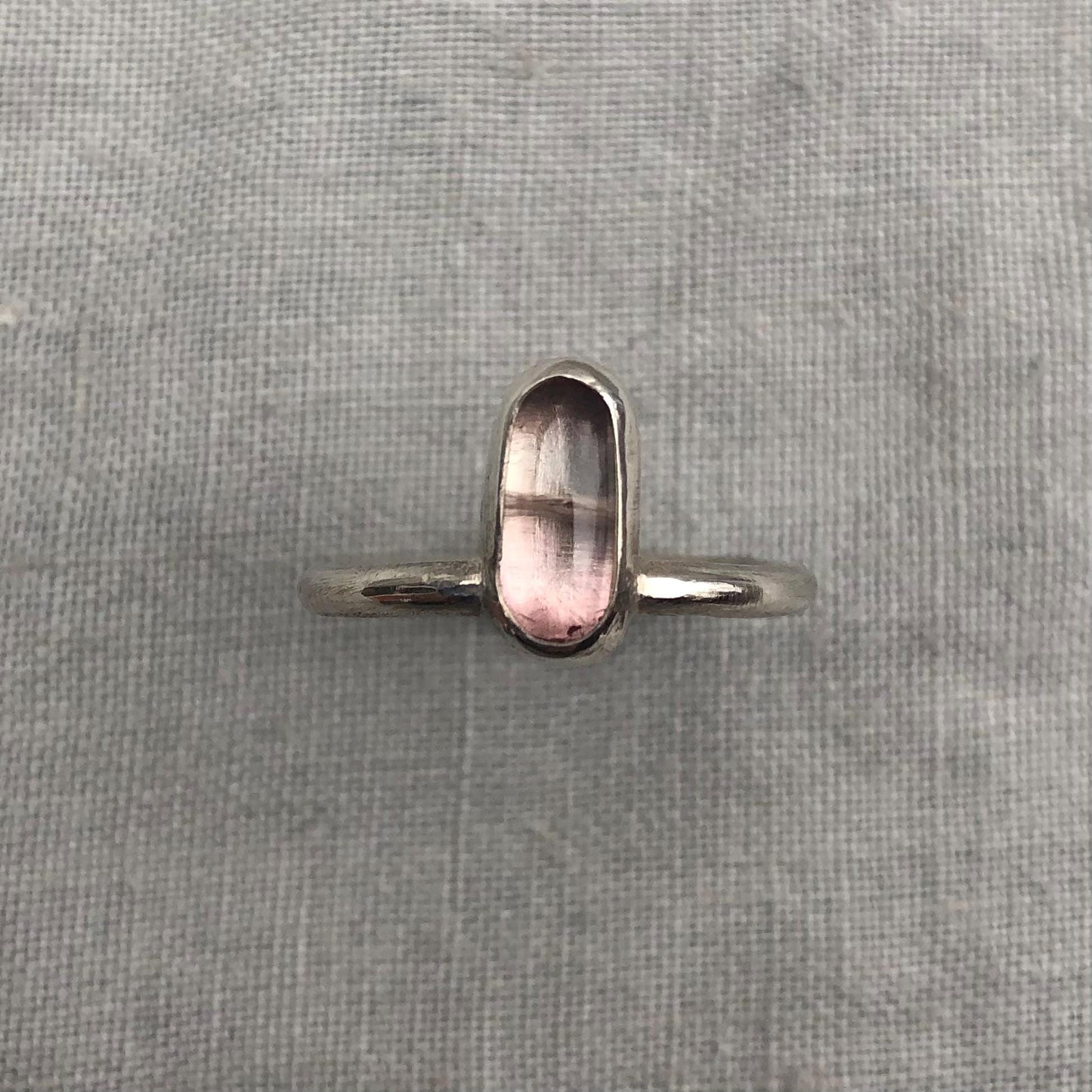 Pink tourmaline ring in argentium sterling silver // U.S. size 6 3/4 // North-south tourmaline ring