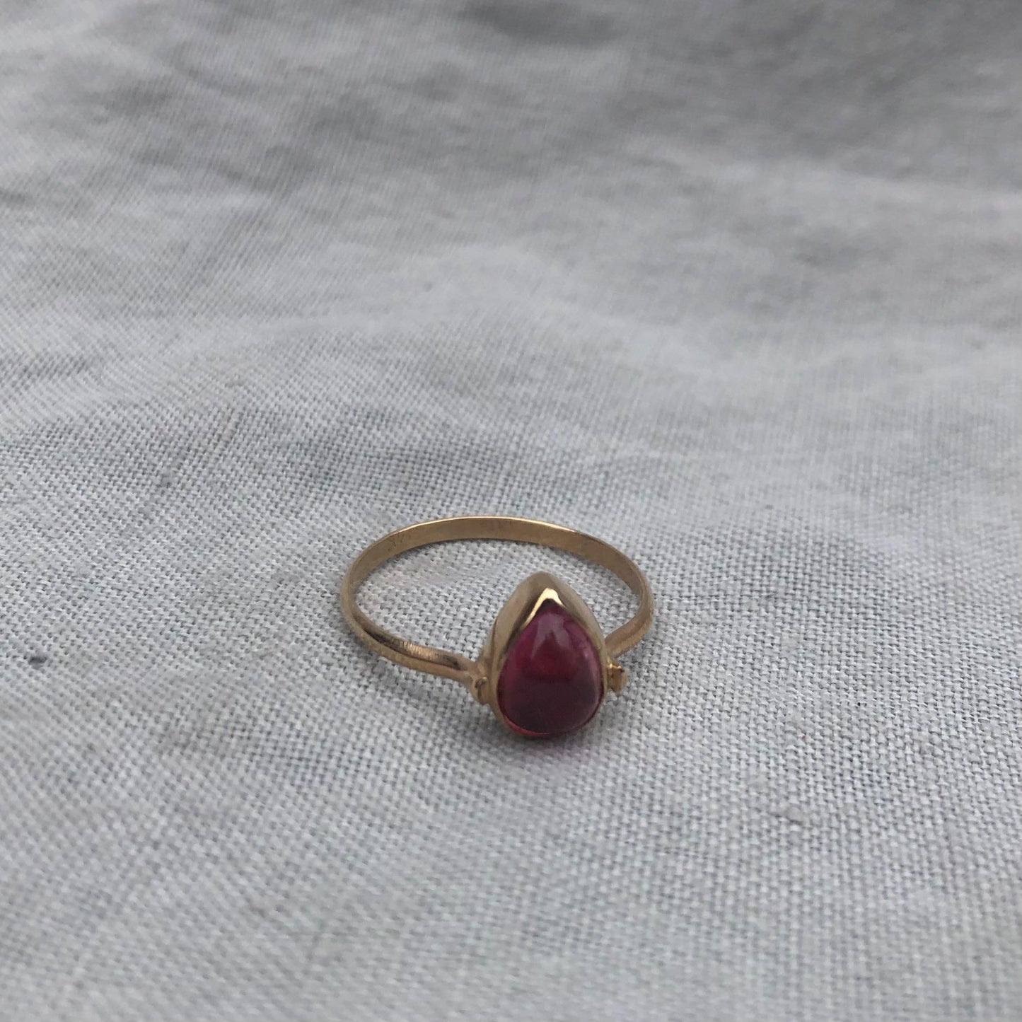 Solid gold pink tourmaline ring // U.S. size 7 1/2 // October birthstone ring