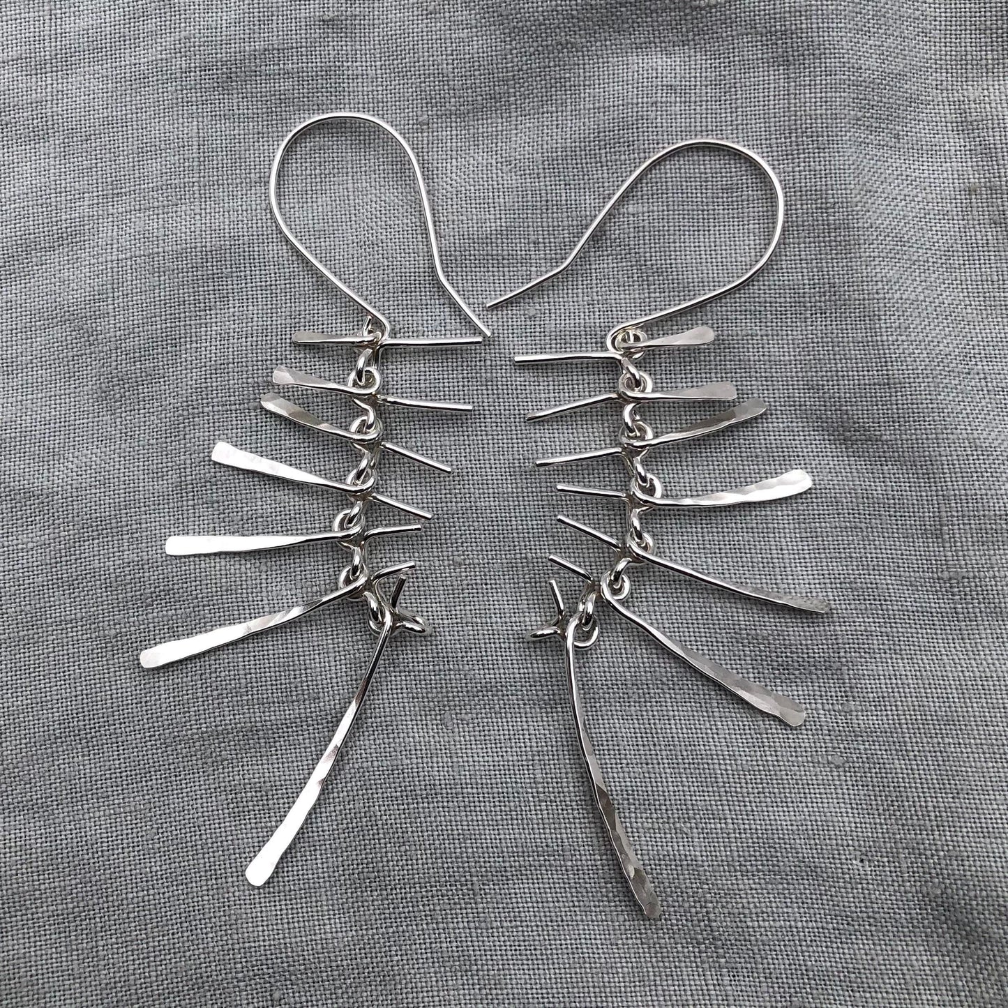 Kinetic statement earrings in argentium sterling silver // Extra-large Bare Bones Earrings