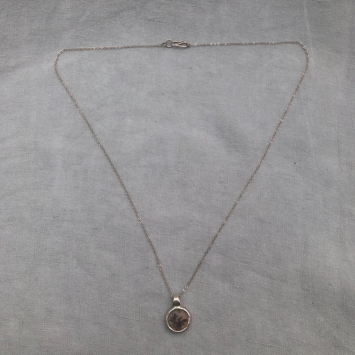 Dendritic agate pendant in argentium sterling silver // Tiny dendritic agate pendant no. 2