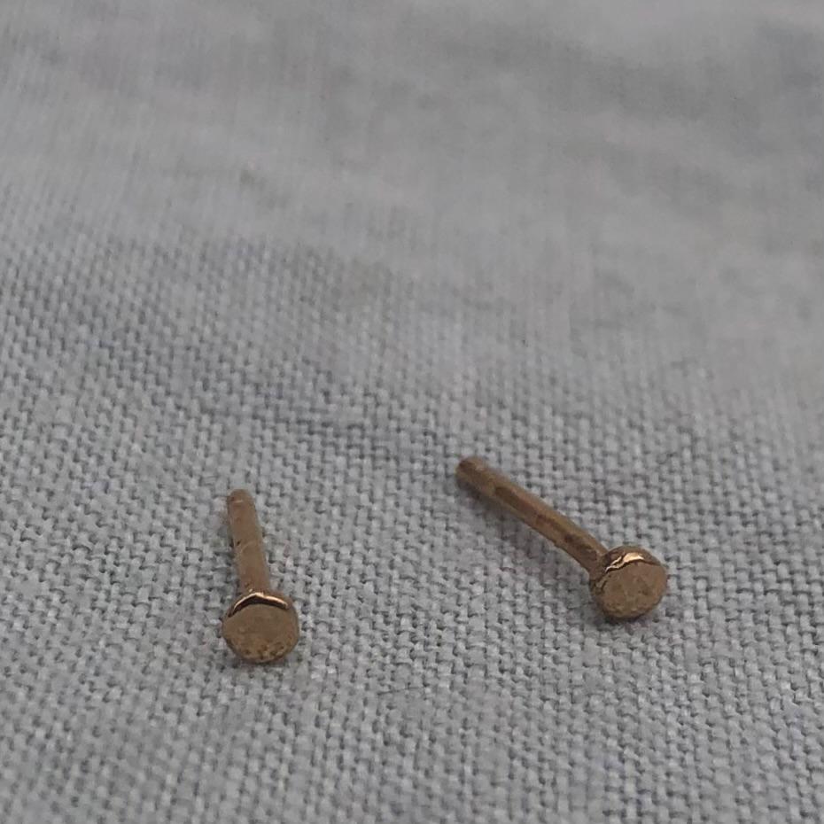 Solid gold stud earrings with removable pink tourmaline gemstones