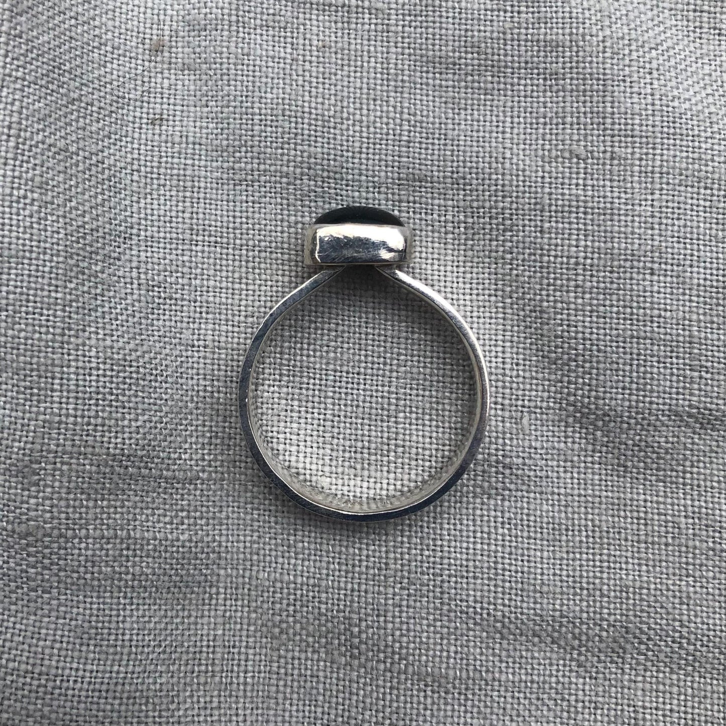Teal green tourmaline cabochon ring in argentium sterling silver // U.S. size 6