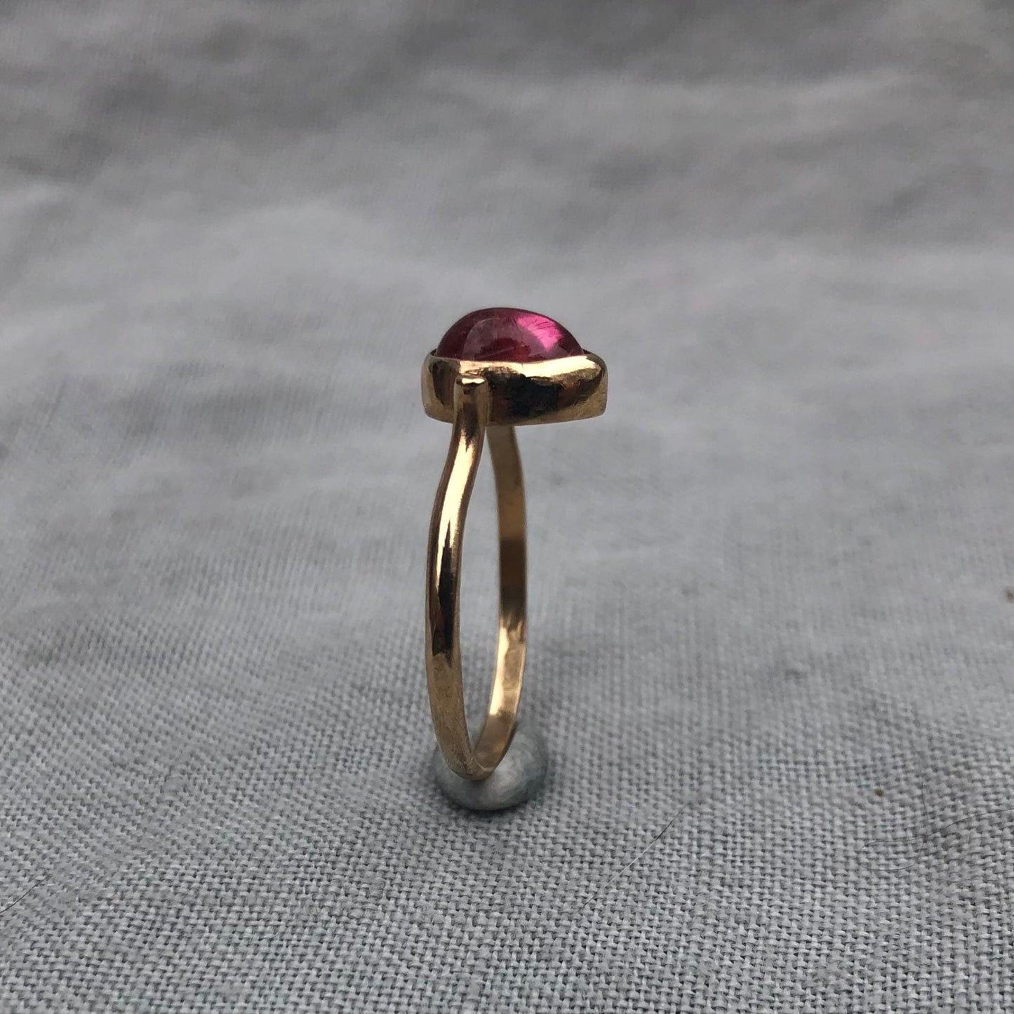 Solid gold pink tourmaline ring // U.S. size 7 1/2 // October birthstone ring