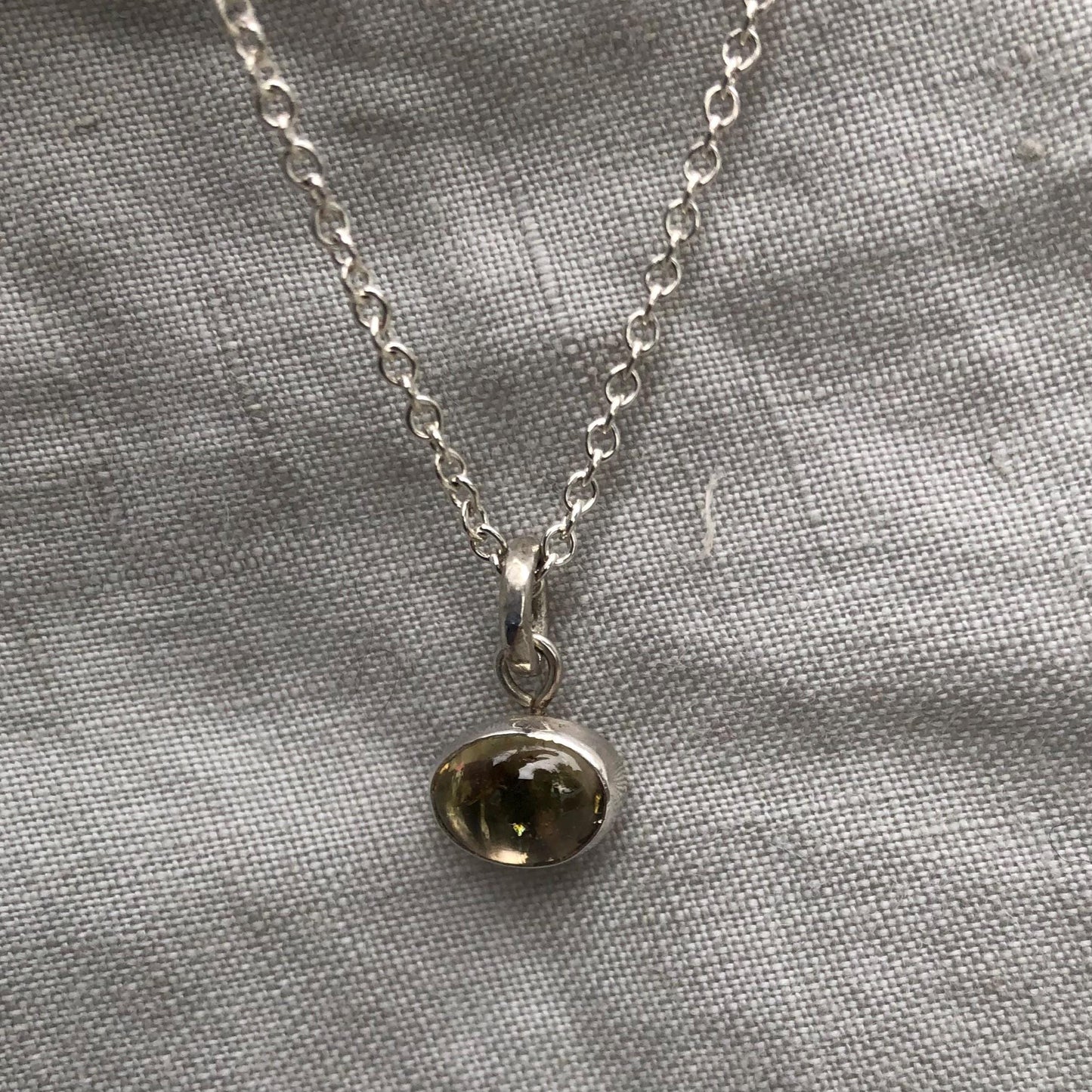 Watermelon tourmaline pendant in argentium sterling silver