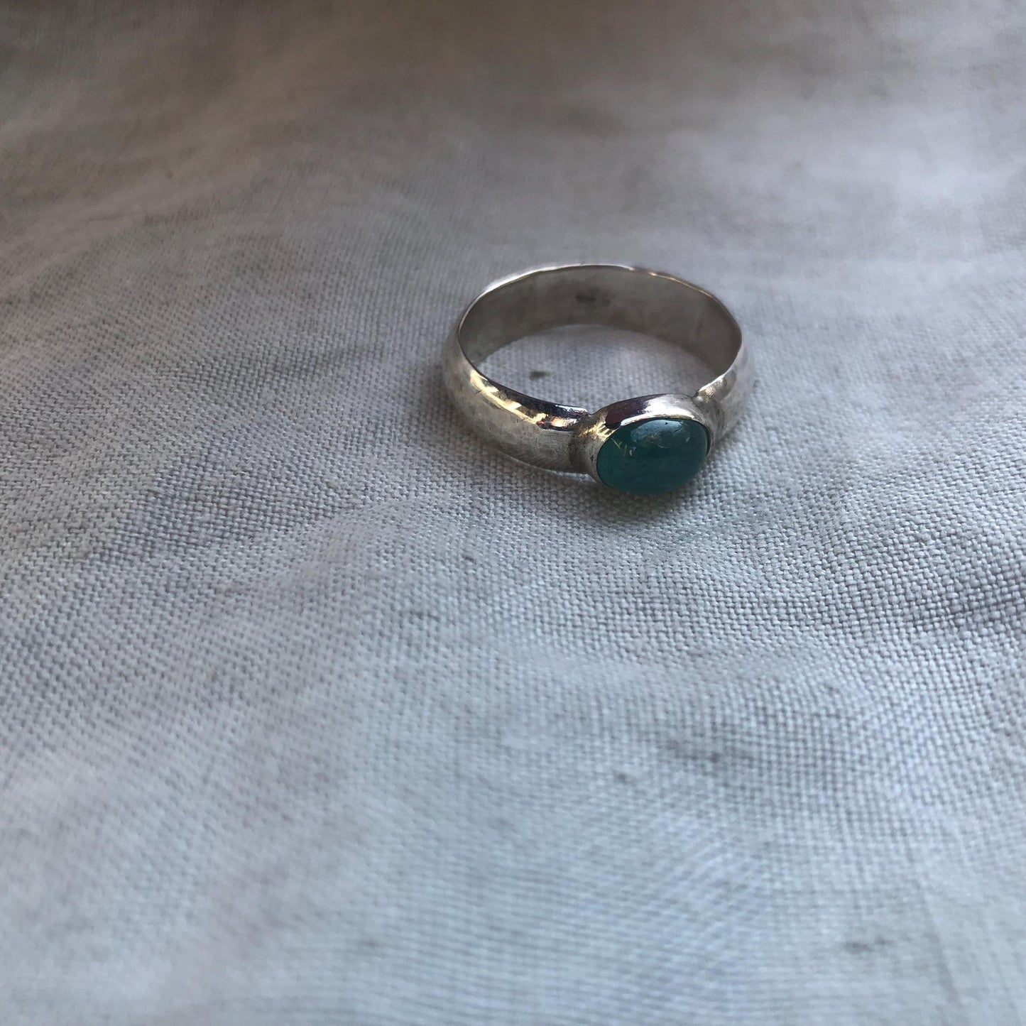 Paraiba blue tourmaline ring in argentium sterling silver, U.S. size 11