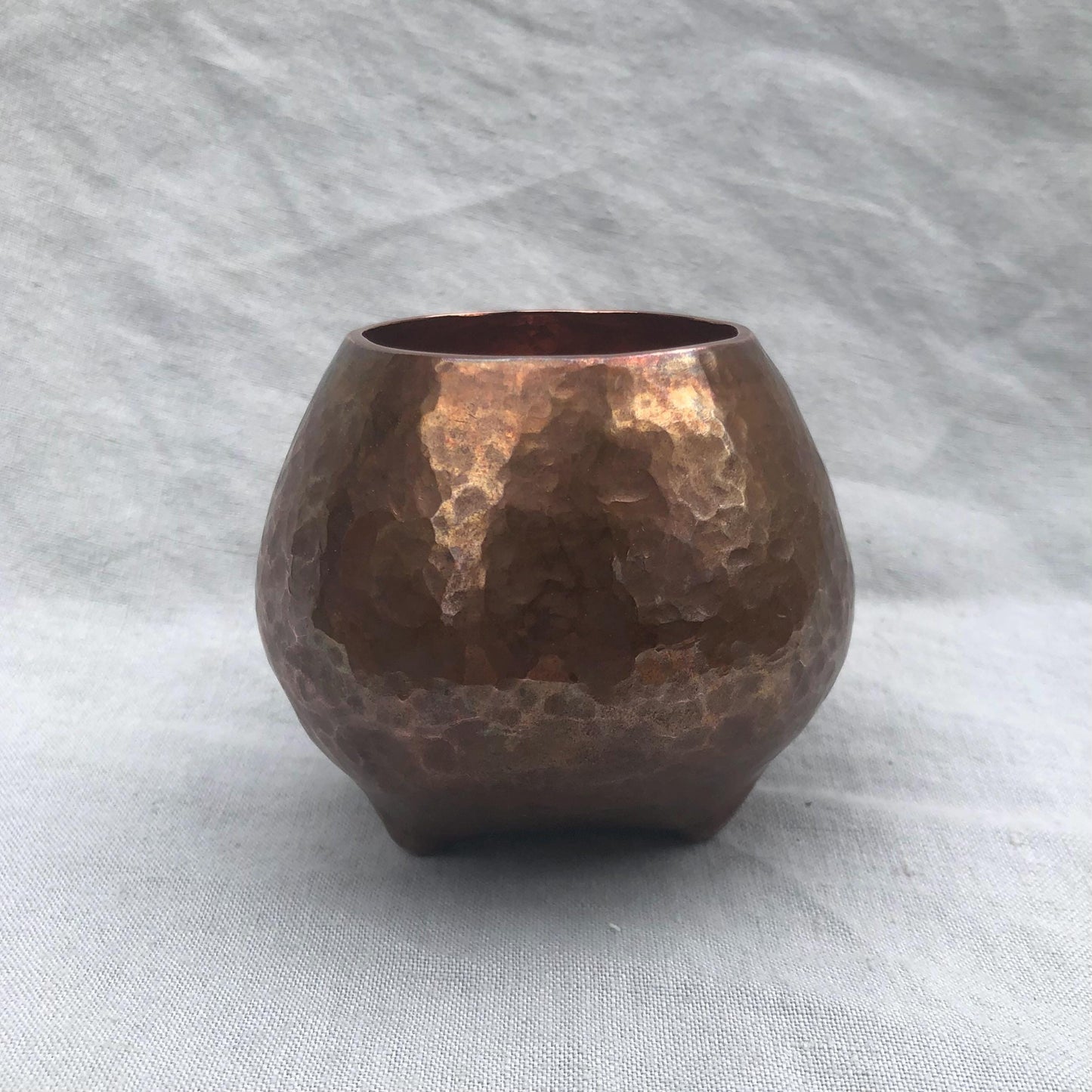 Hammered copper pot // Small hammered copper planter // Fat Pot no. 2
