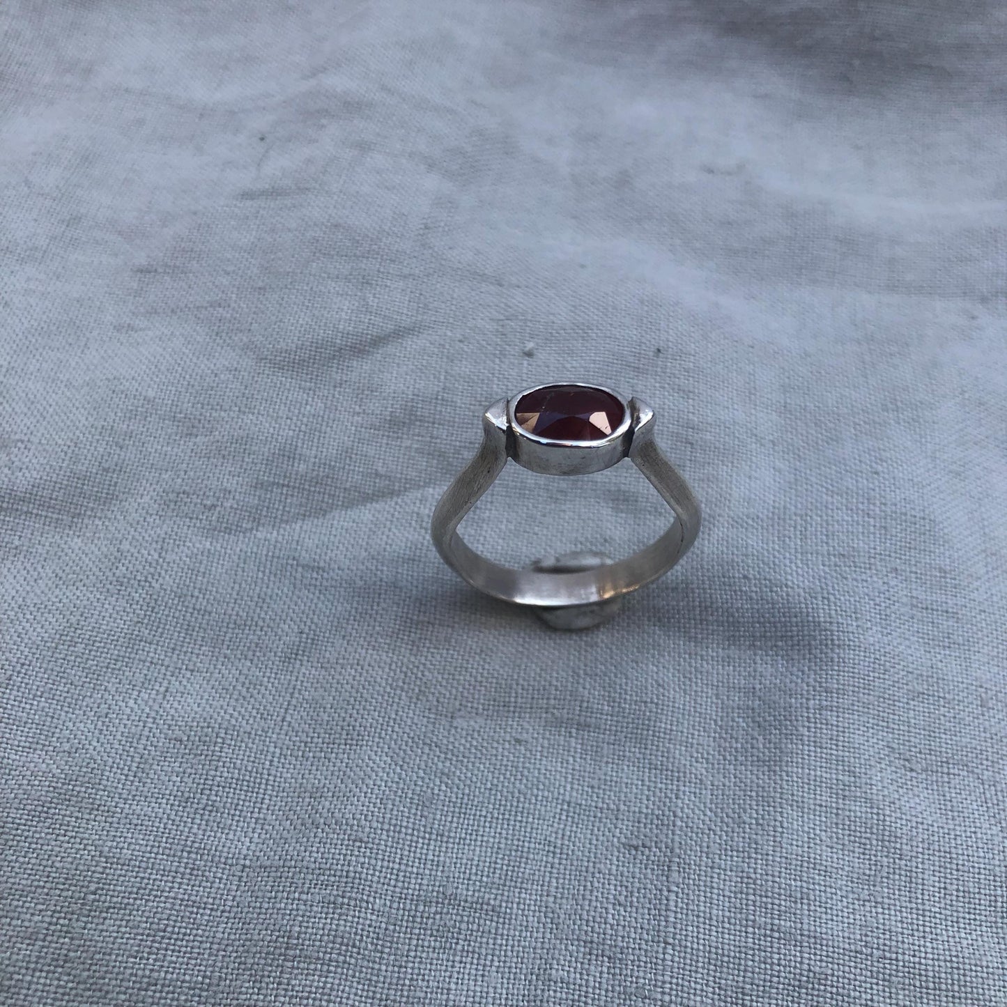 Ruby ring in argentium sterling silver // U.S. size 10 1/2 // July birthstone ring