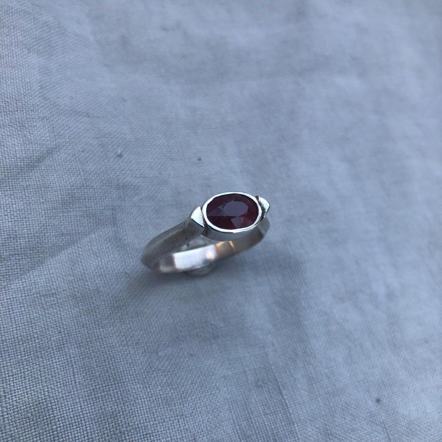 Ruby ring in argentium sterling silver // U.S. size 10 1/2 // July birthstone ring