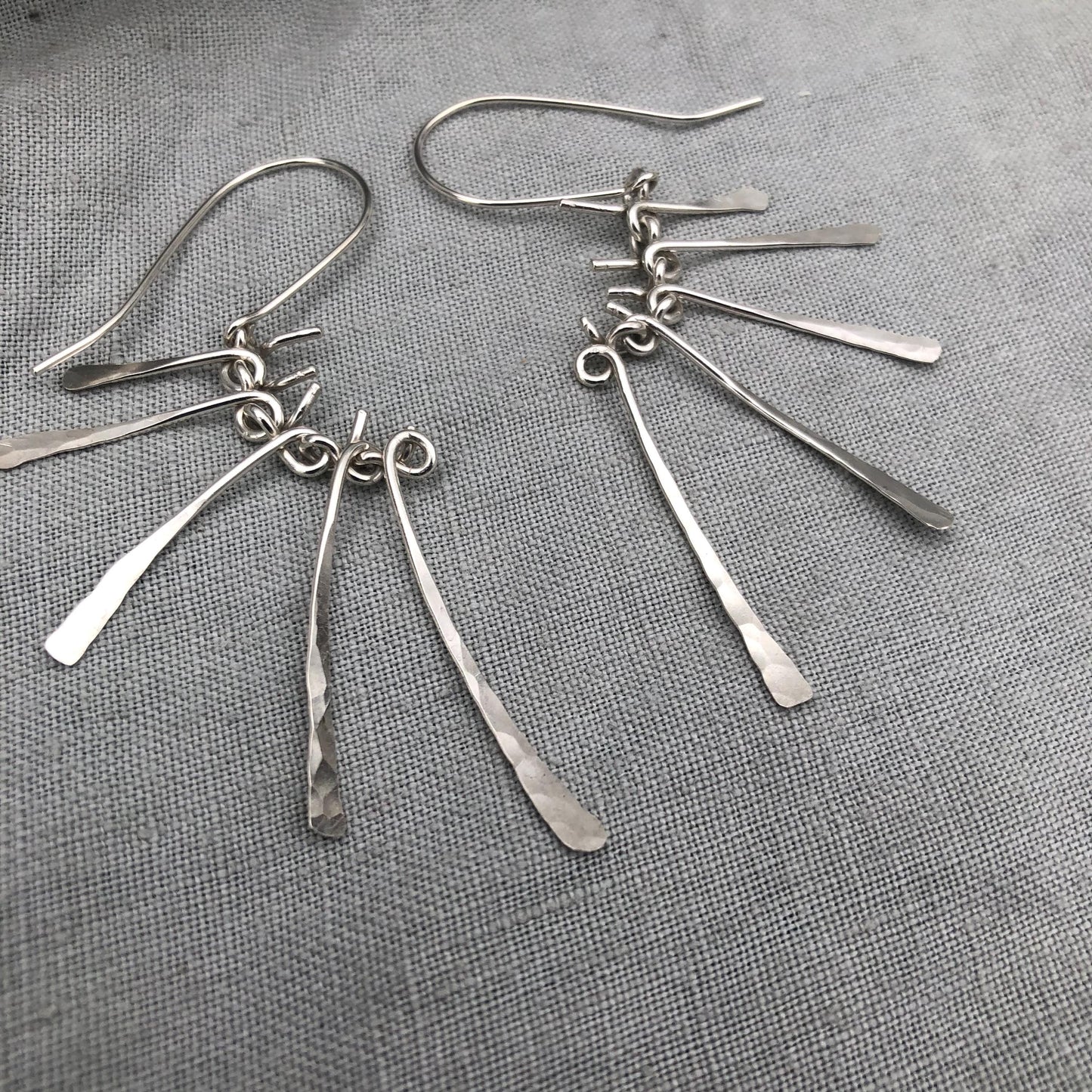 Kinetic sculptural earrings in argentium sterling silver // Bare Bones Earrings
