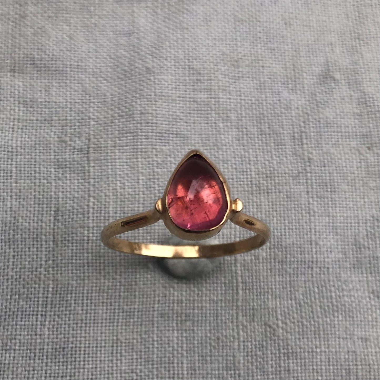 Solid gold pink tourmaline ring // U.S. size 7 1/2 // October birthstone ring