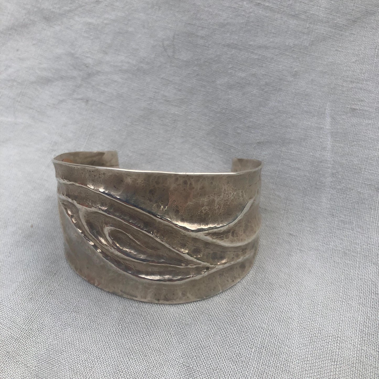 Statement cuff bracelet in argentium sterling silver no. 1