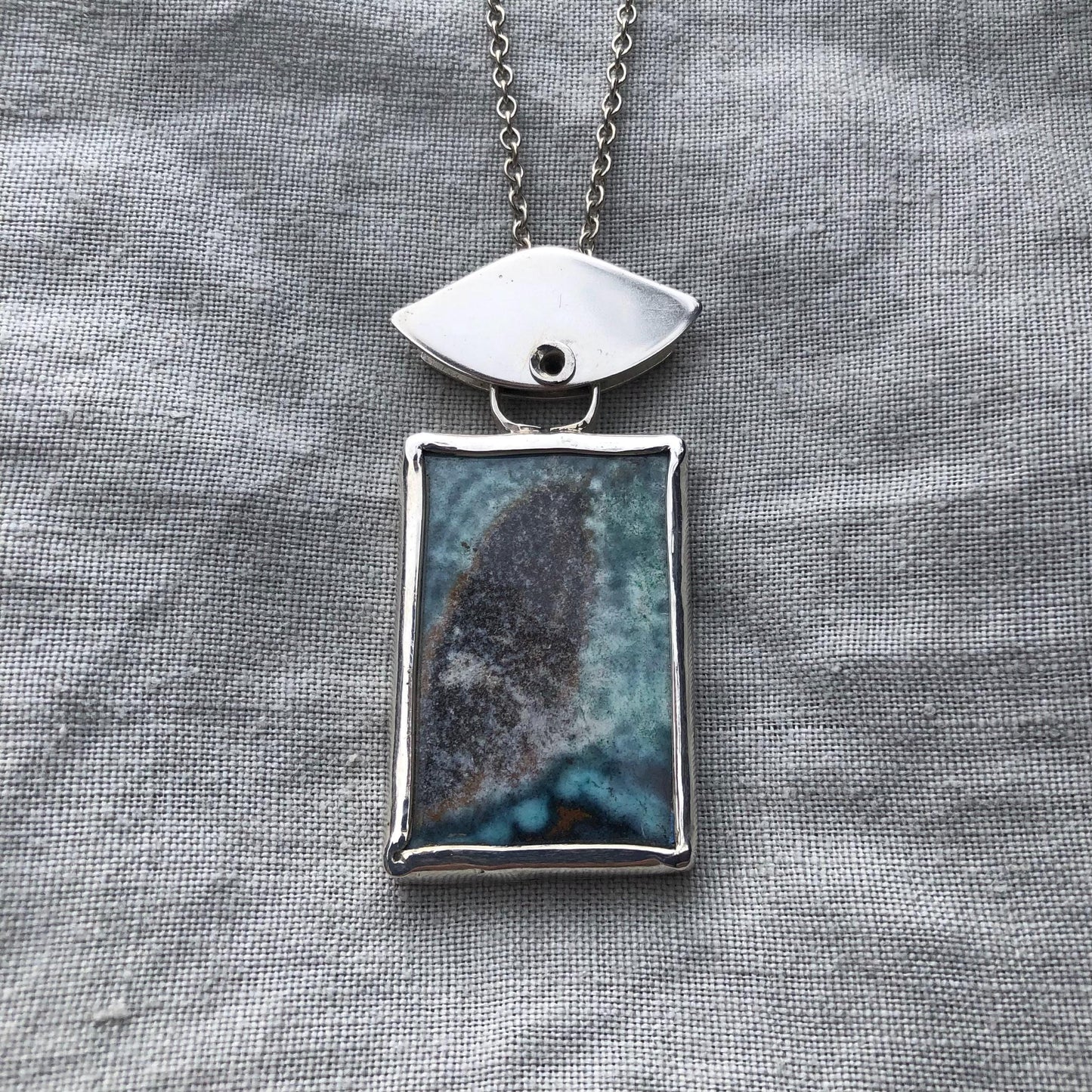 Opalized fossilized wood pendant in argentium sterling silver // Whale flipper necklace