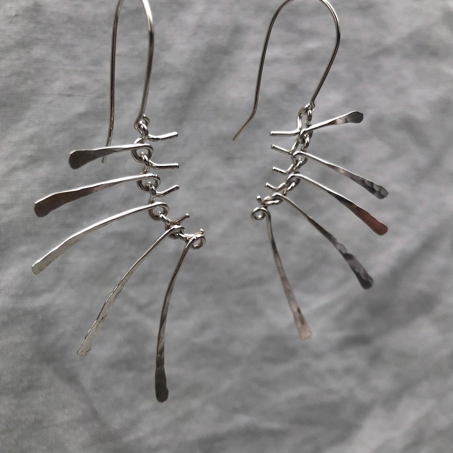Kinetic sculptural earrings in argentium sterling silver // Bare Bones Earrings