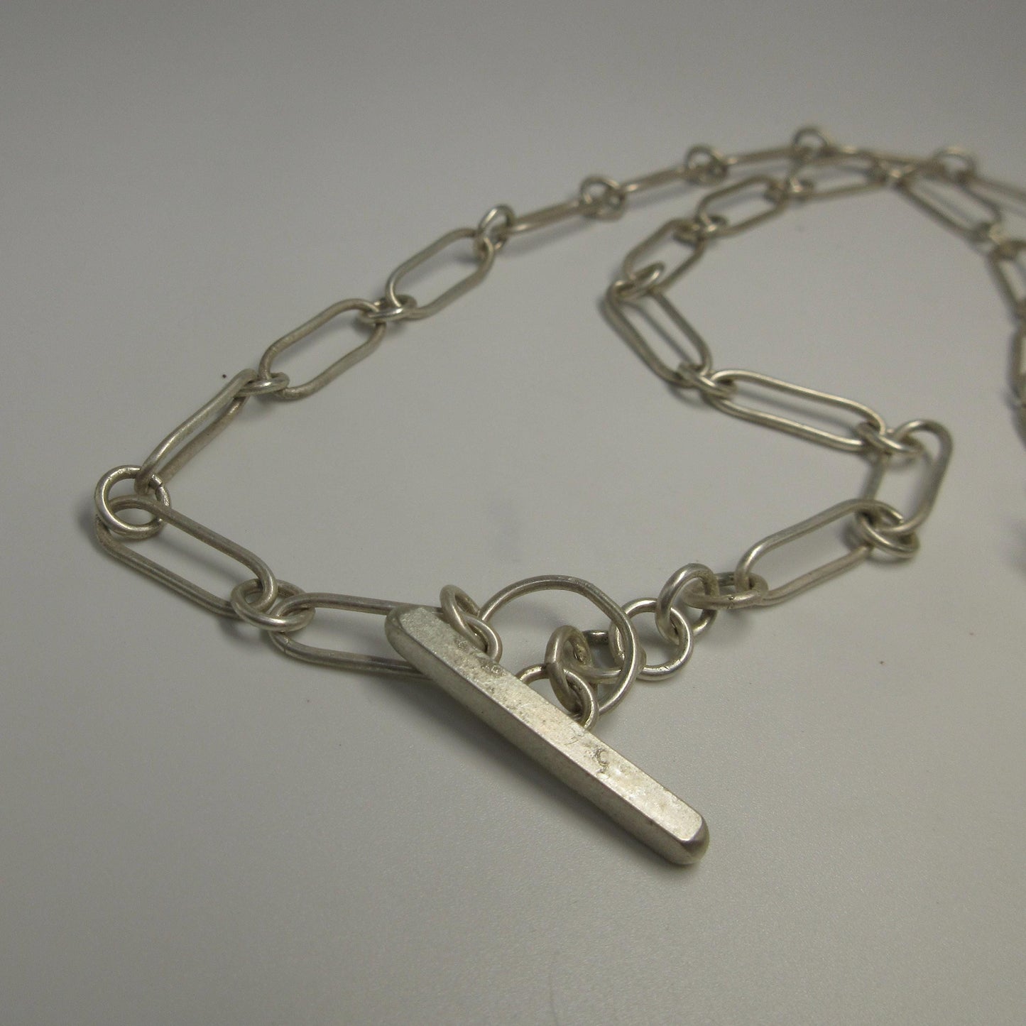 Dendritic agate necklace on handmade paperclip chain in argentium sterling silver no. 1