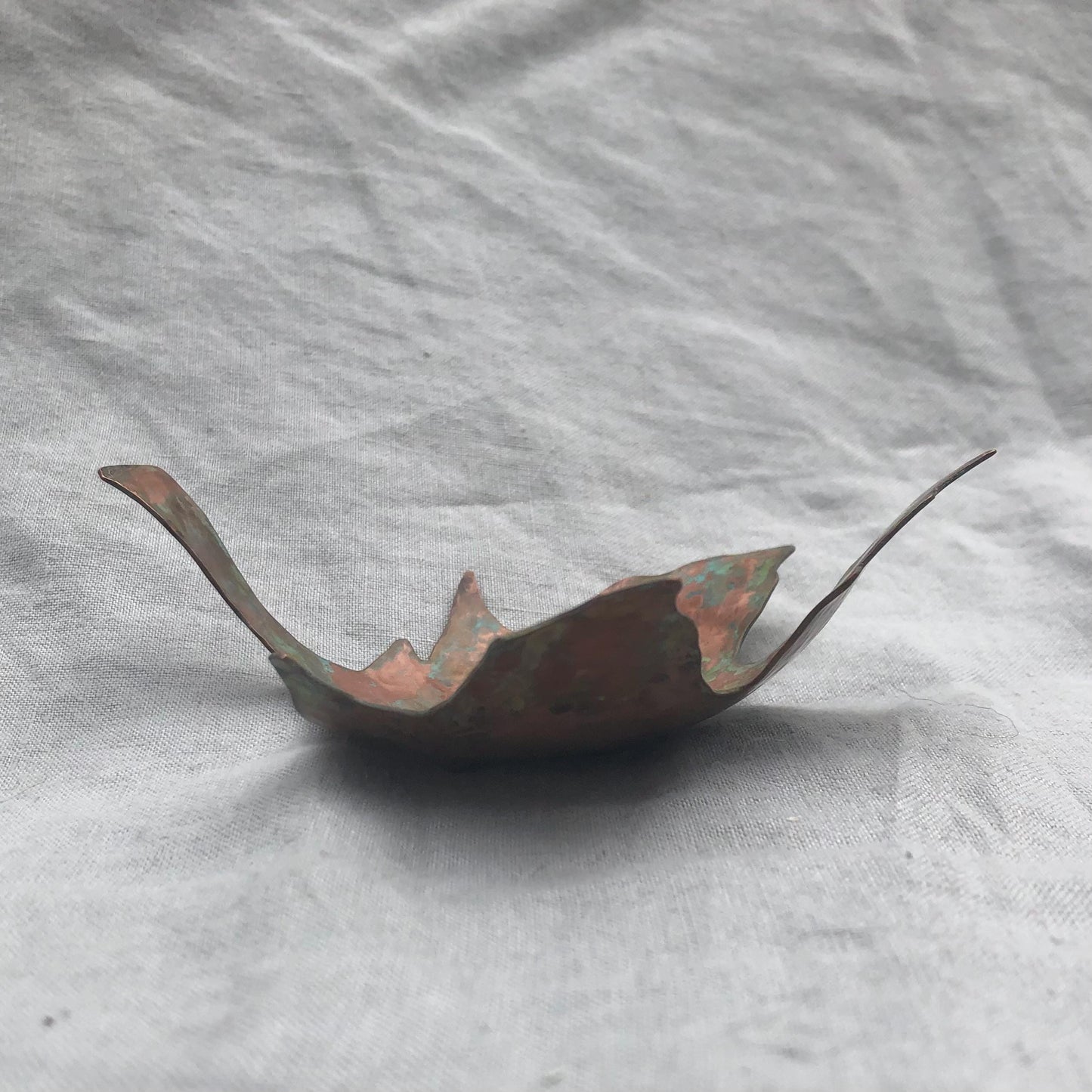 Maple leaf bowl in copper with verdigris patina