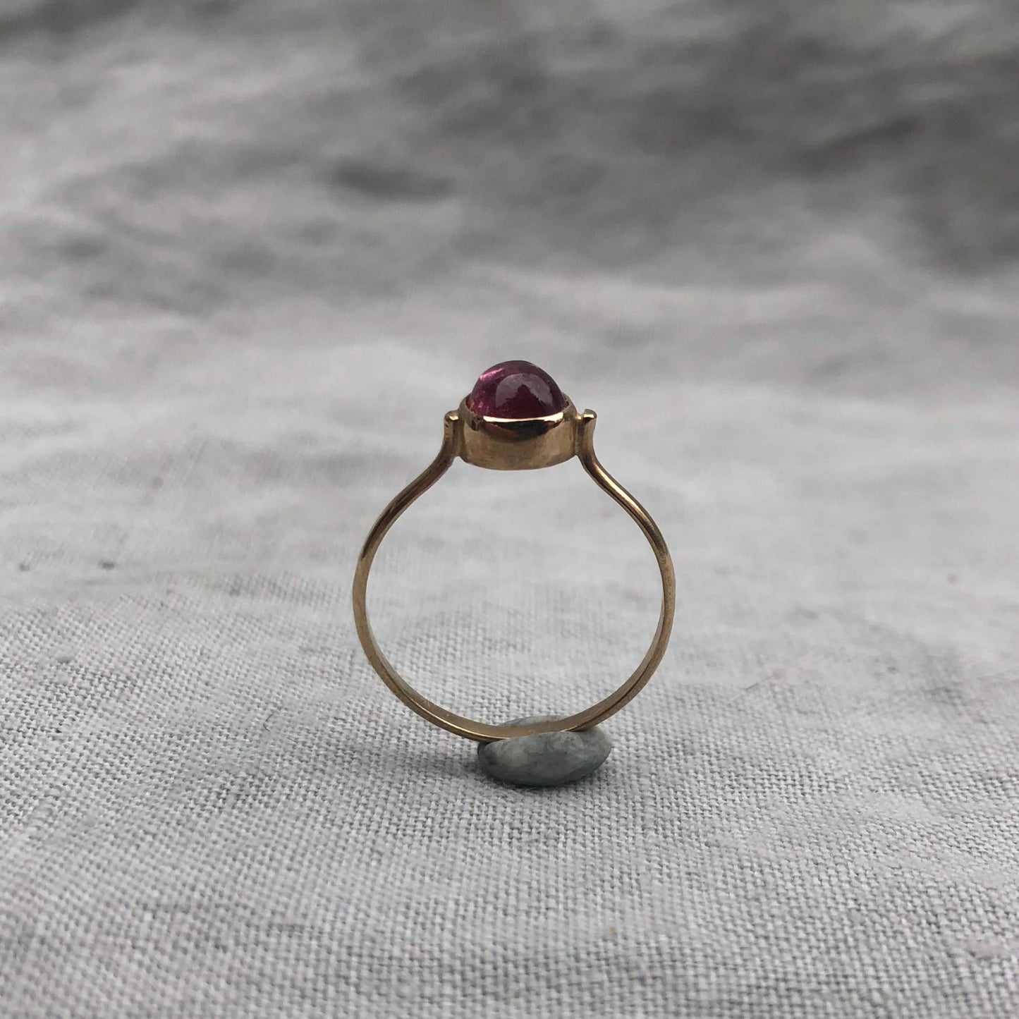 Solid gold pink tourmaline ring // U.S. size 7 1/2 // October birthstone ring