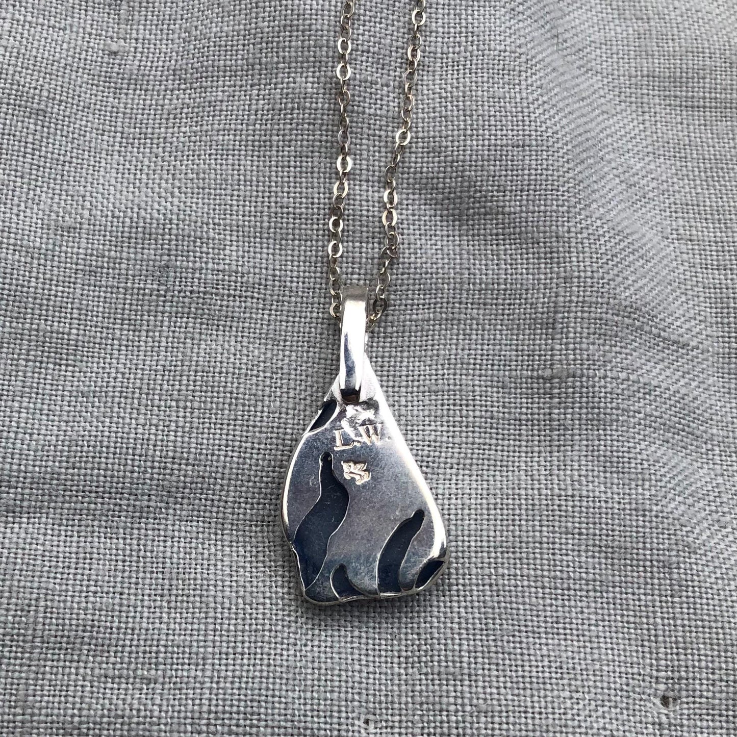 Light blue sea glass pendant in argentium sterling silver // Organic genuine beach glass necklace